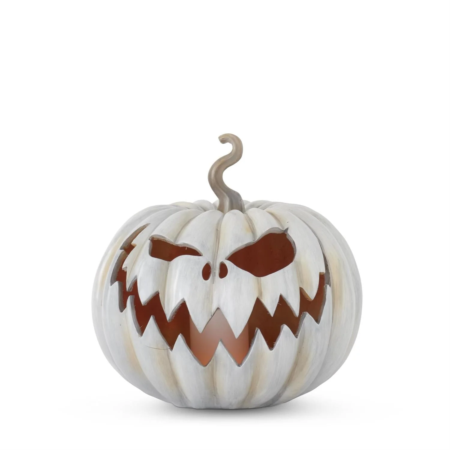 Gray Resin LED Flicker Flame Jack-O'-Lantern, 13"