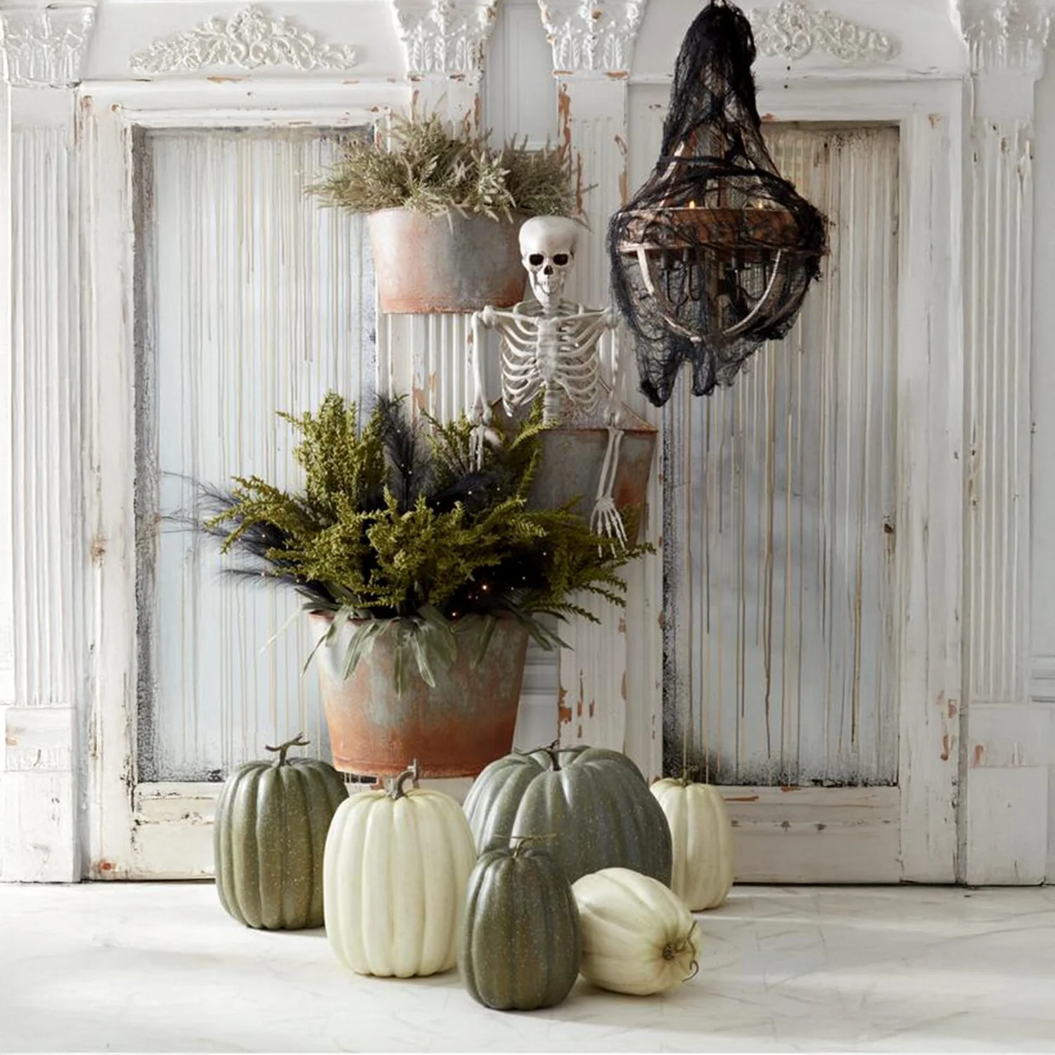 Green & Gray Speckled Tall Pumpkin, 19" - Image 2