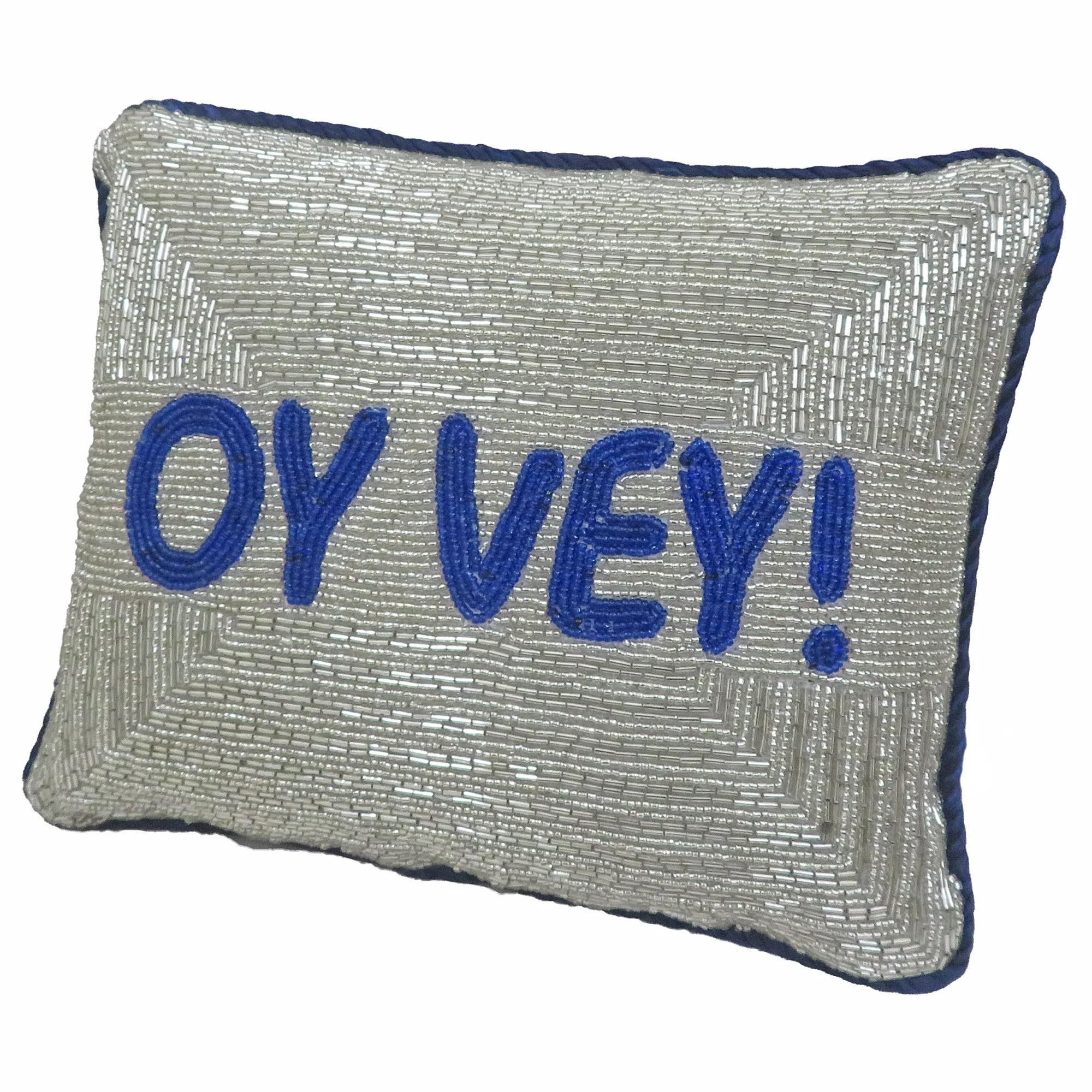 Hanukkah "Oy Vey" Beaded Pillow, 8x10" - Image 2