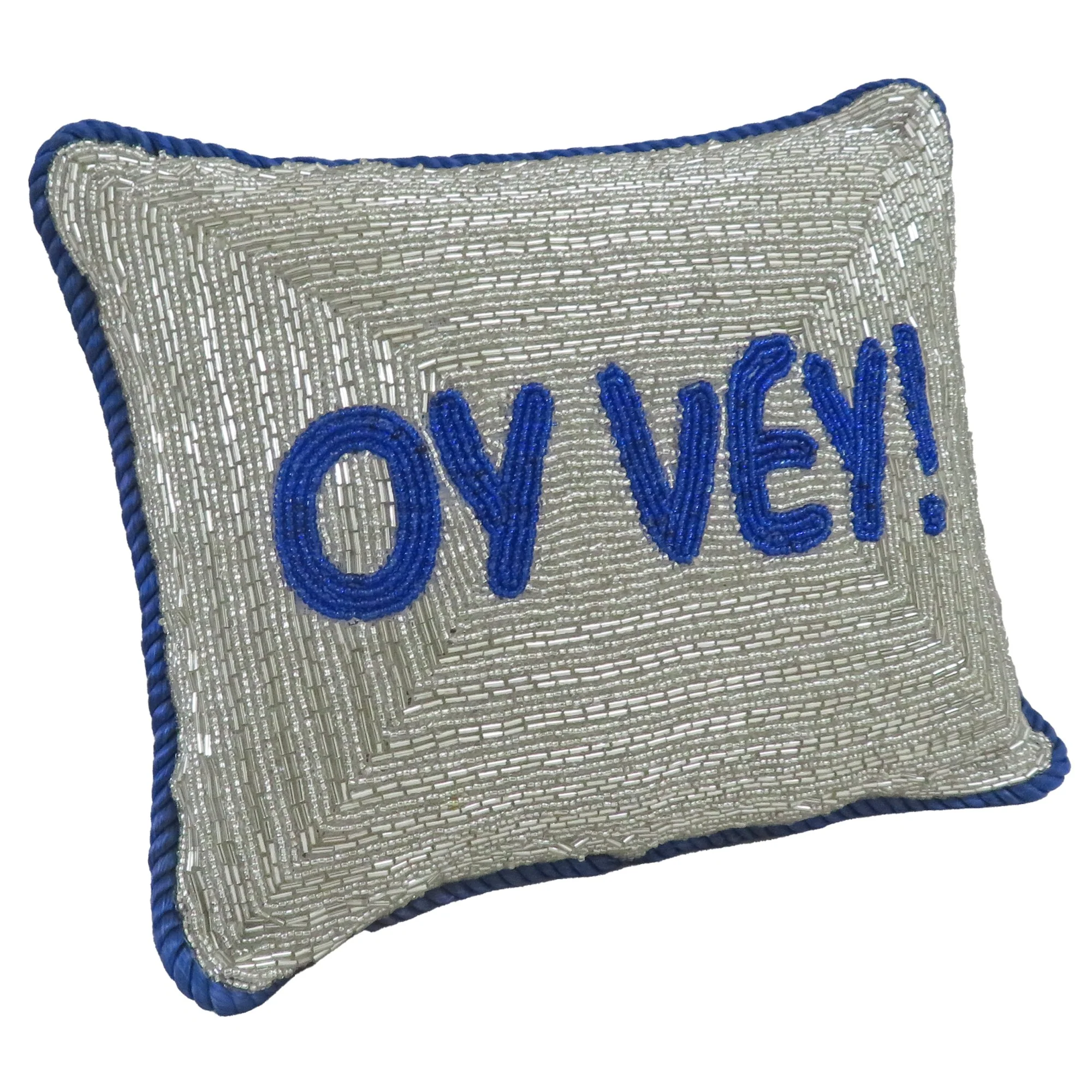 Hanukkah "Oy Vey" Beaded Pillow, 8x10" - Image 3