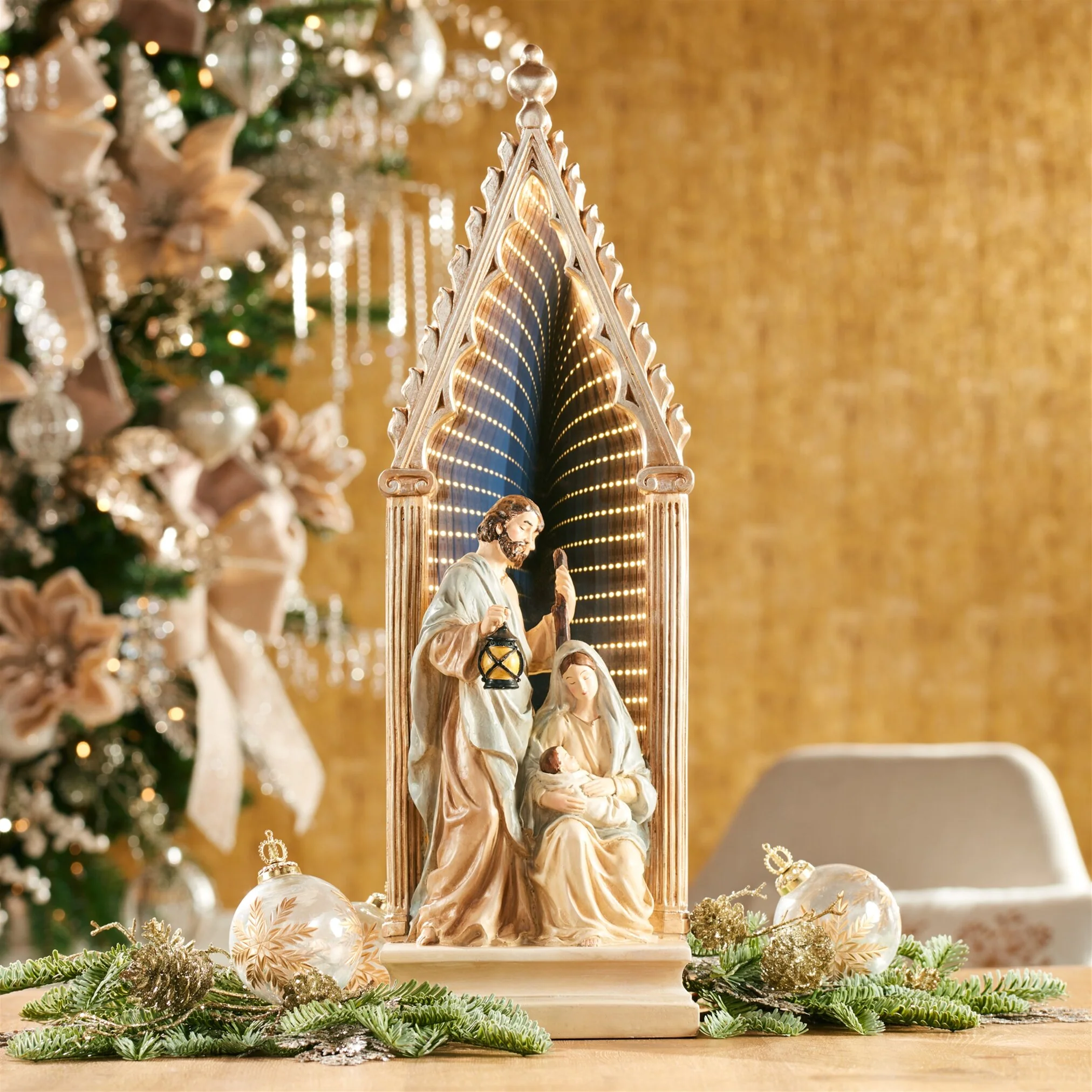Holy Family w/Infinity Light 23"H Resin/Acrylic - Image 2