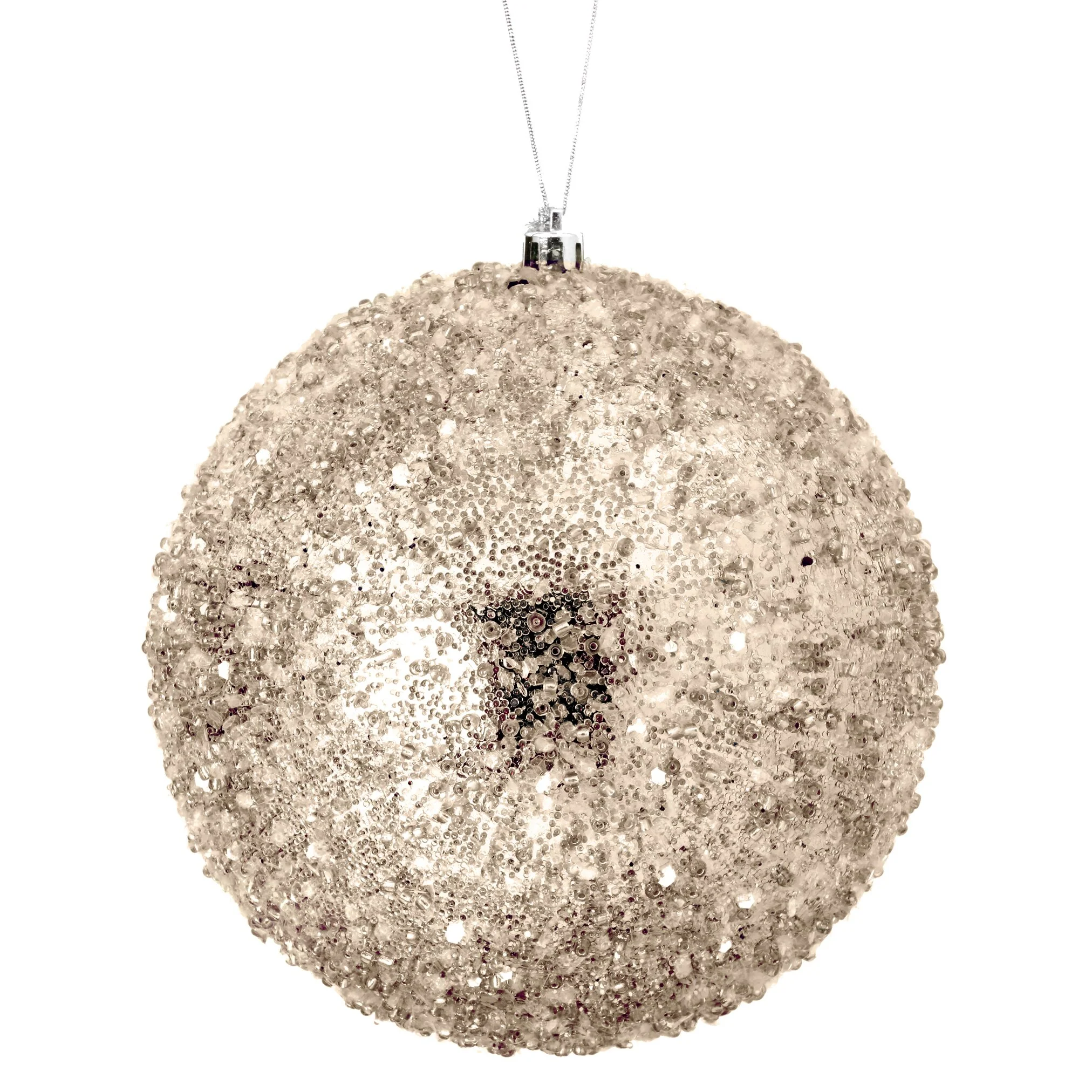 Iced Metallic Ball Ornament, 6" (Champagne)