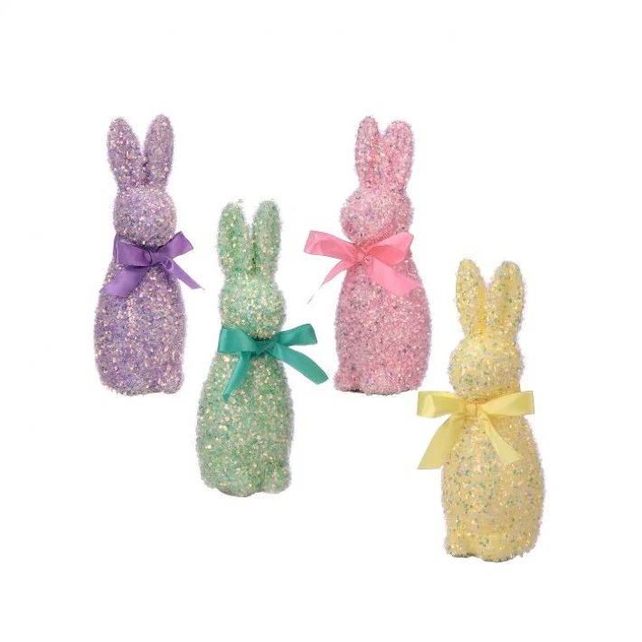Iridescent Glitter Bunny Figure, 8" (4 styles - sold individually)