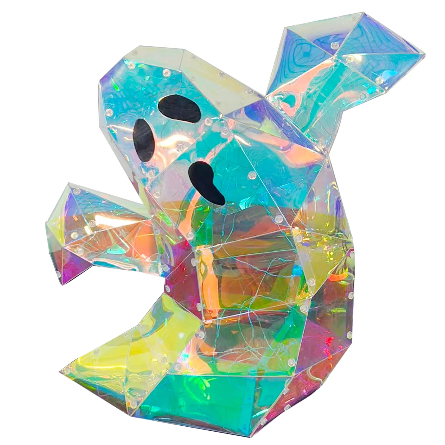 Prismatic Iridescent Halloween Ghost (White fairy lights) 13.8" - Image 2