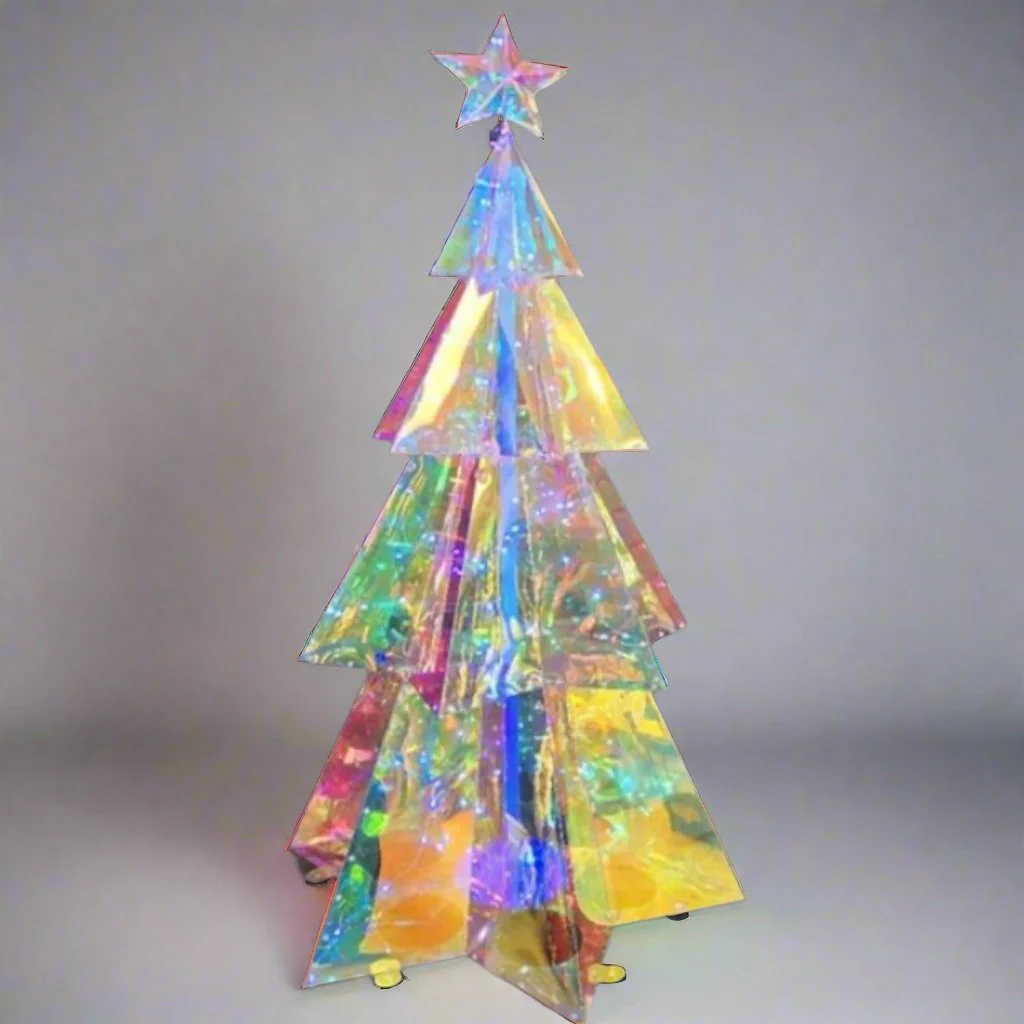 Prismatic Iridescent Hexagonal Layered Traditional Christmas Tree, 47.3" - Image 2