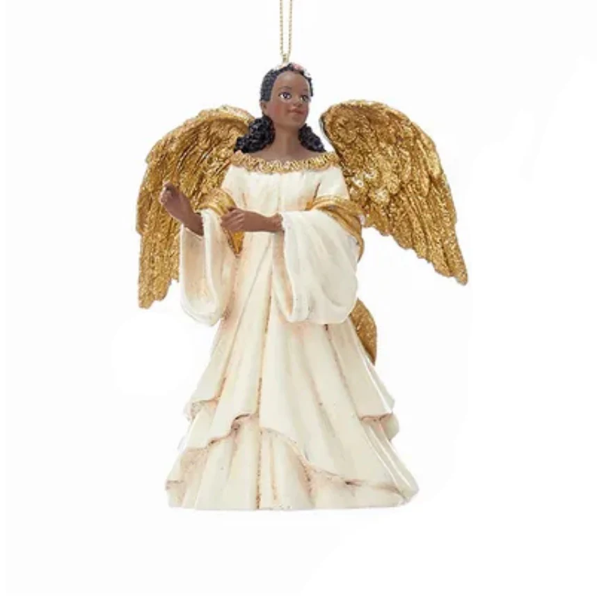 Ivory and Gold African American Angel Ornaments (3 Styles – Sold individually) - Image 3
