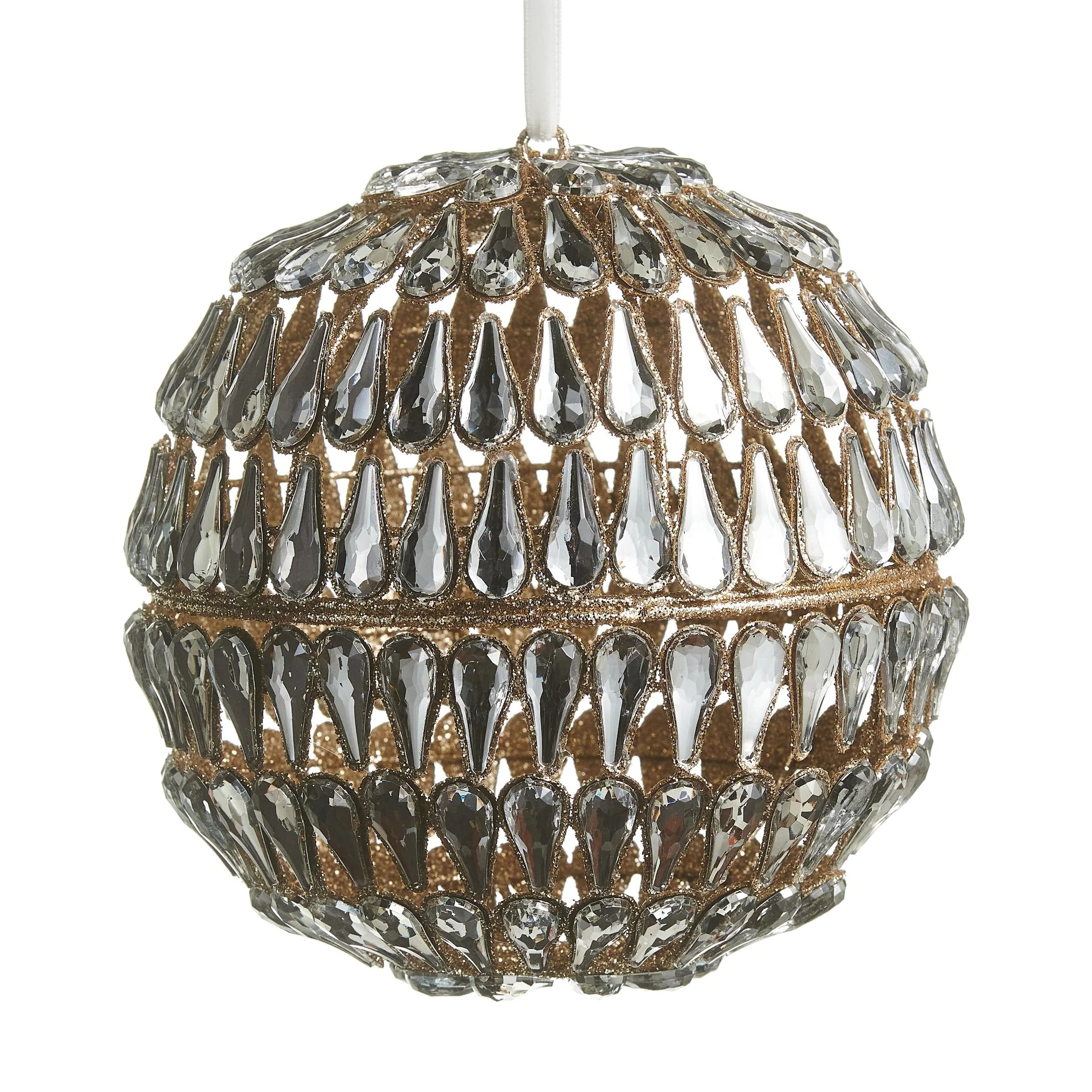 Jewel Ball Ornament, 6.5" (Gold)