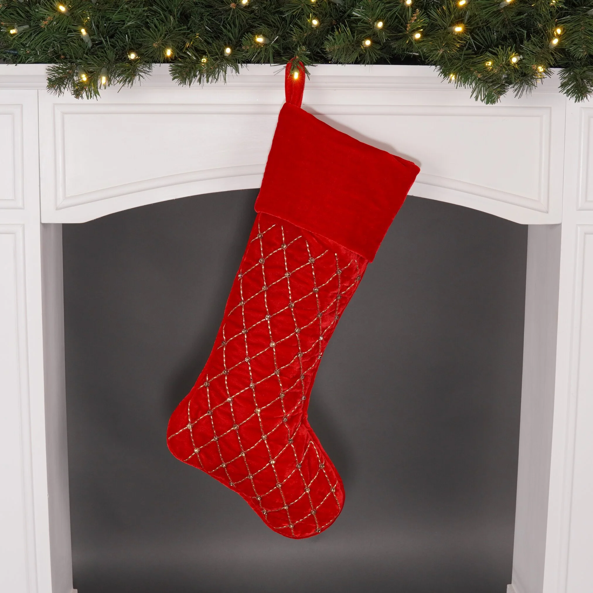 Jewel Pointe Stocking, 26" (Red)