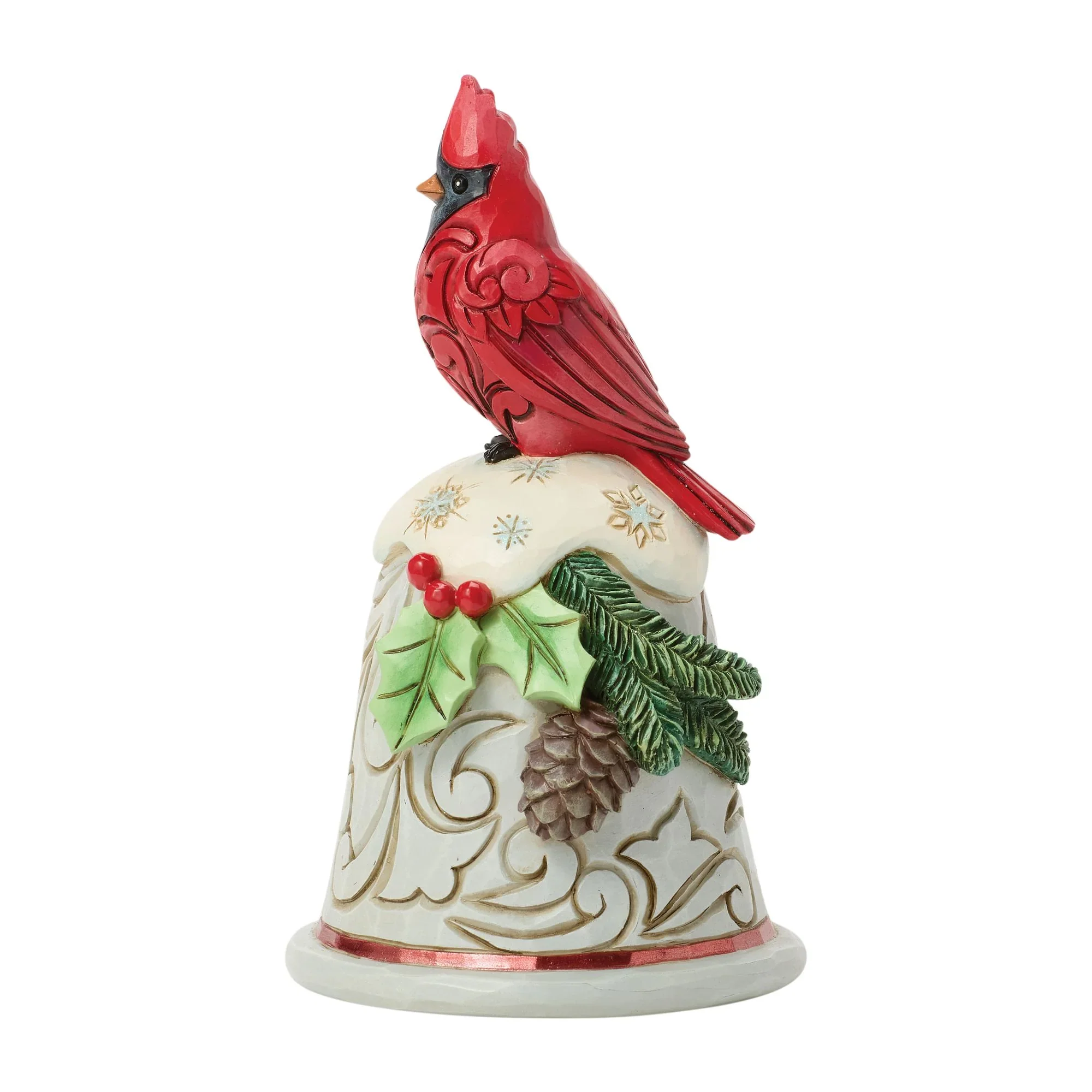 Jim Shore Cardinal Perched on Bell Pint, 5.12"