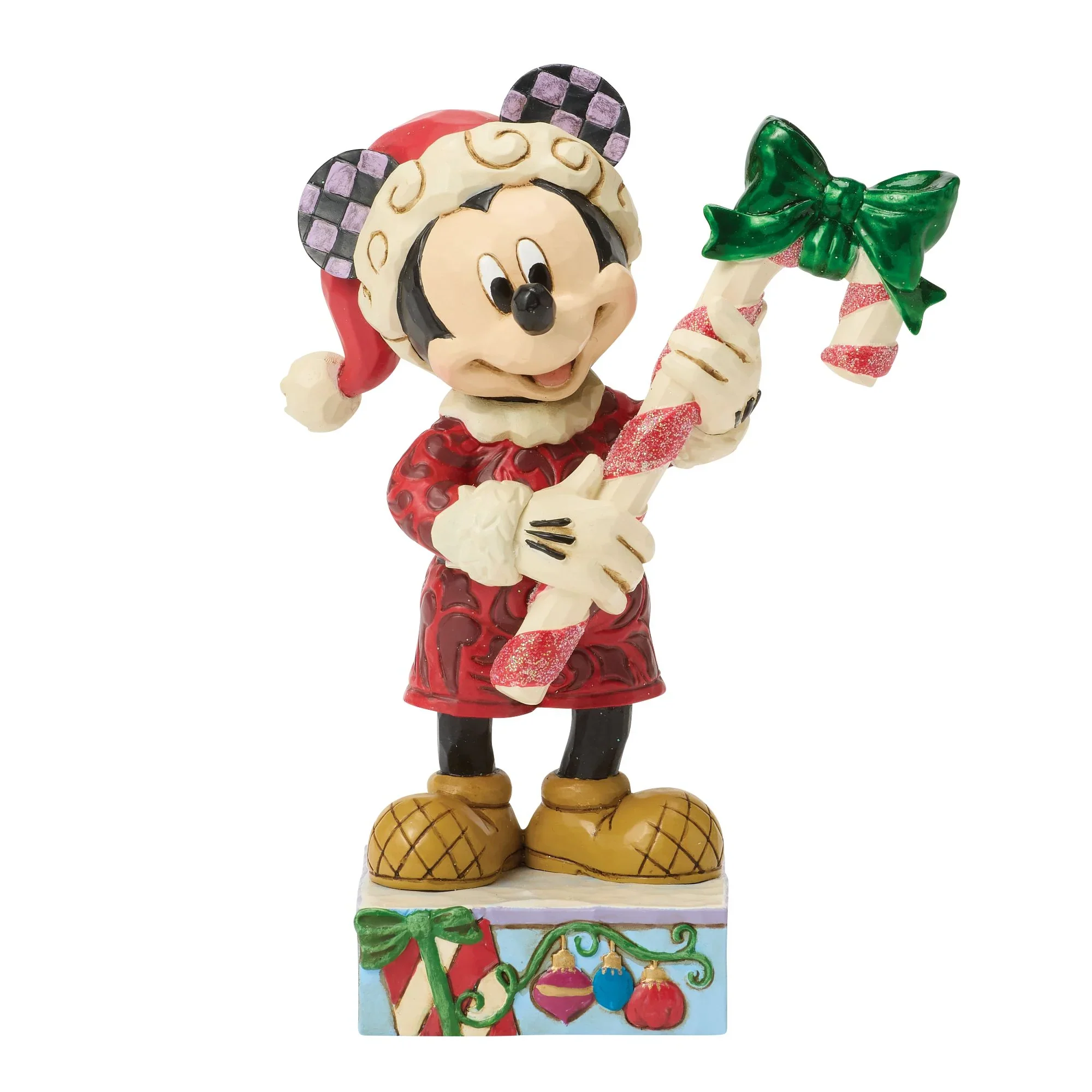 Jim Shore Disney Mickey with Candy Cane Figurine, 5.25"