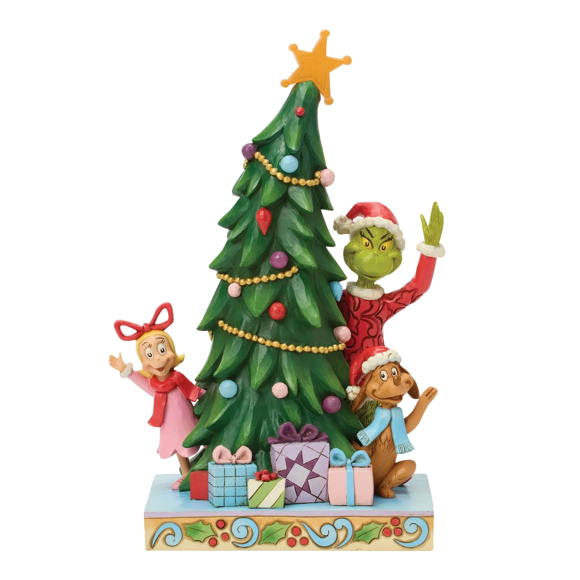 Jim Shore Grinch, Cindy, Max Peeking Figurine, 10.5"