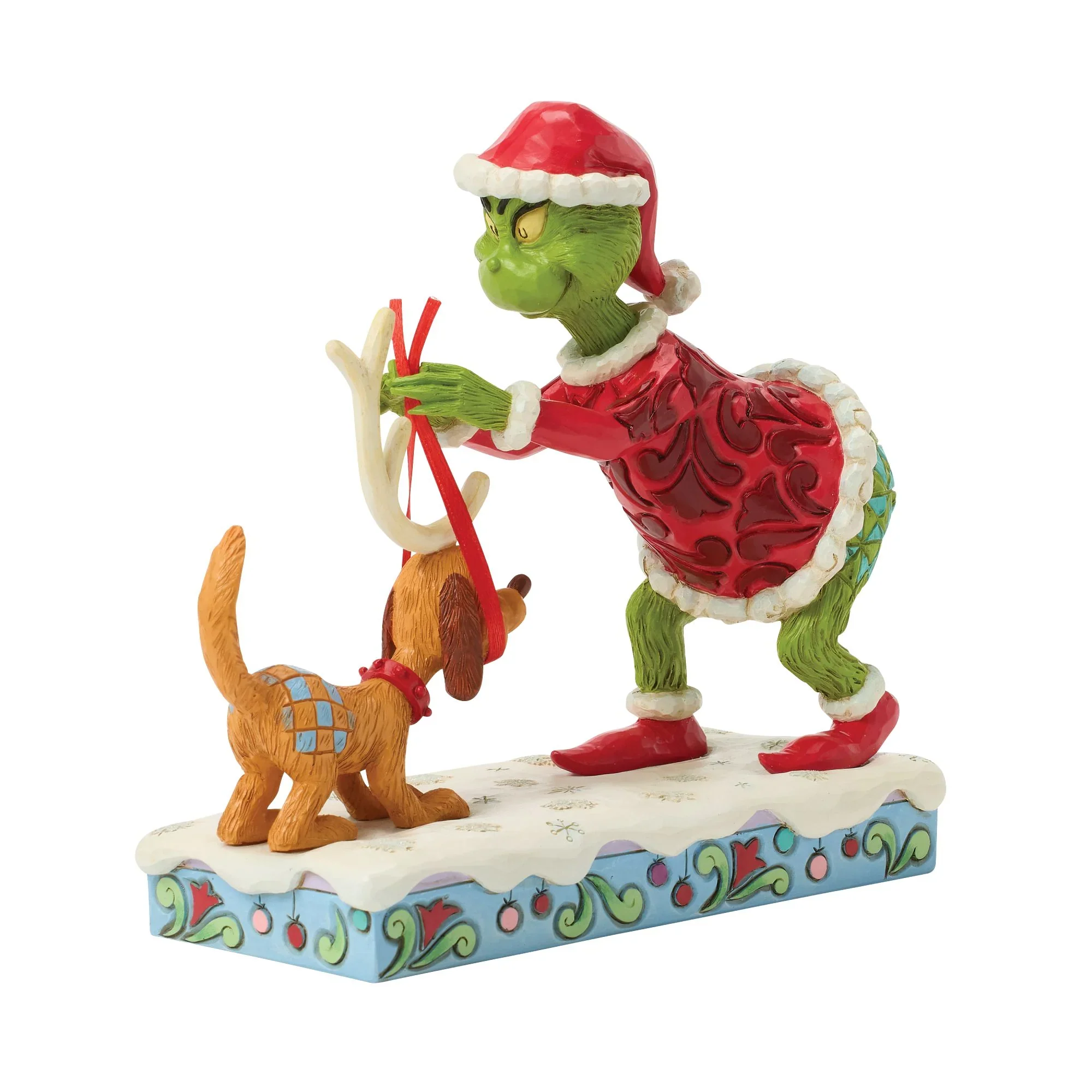 Jim Shore Grinch Tying Antlers Max Figurine, 6" - Image 2