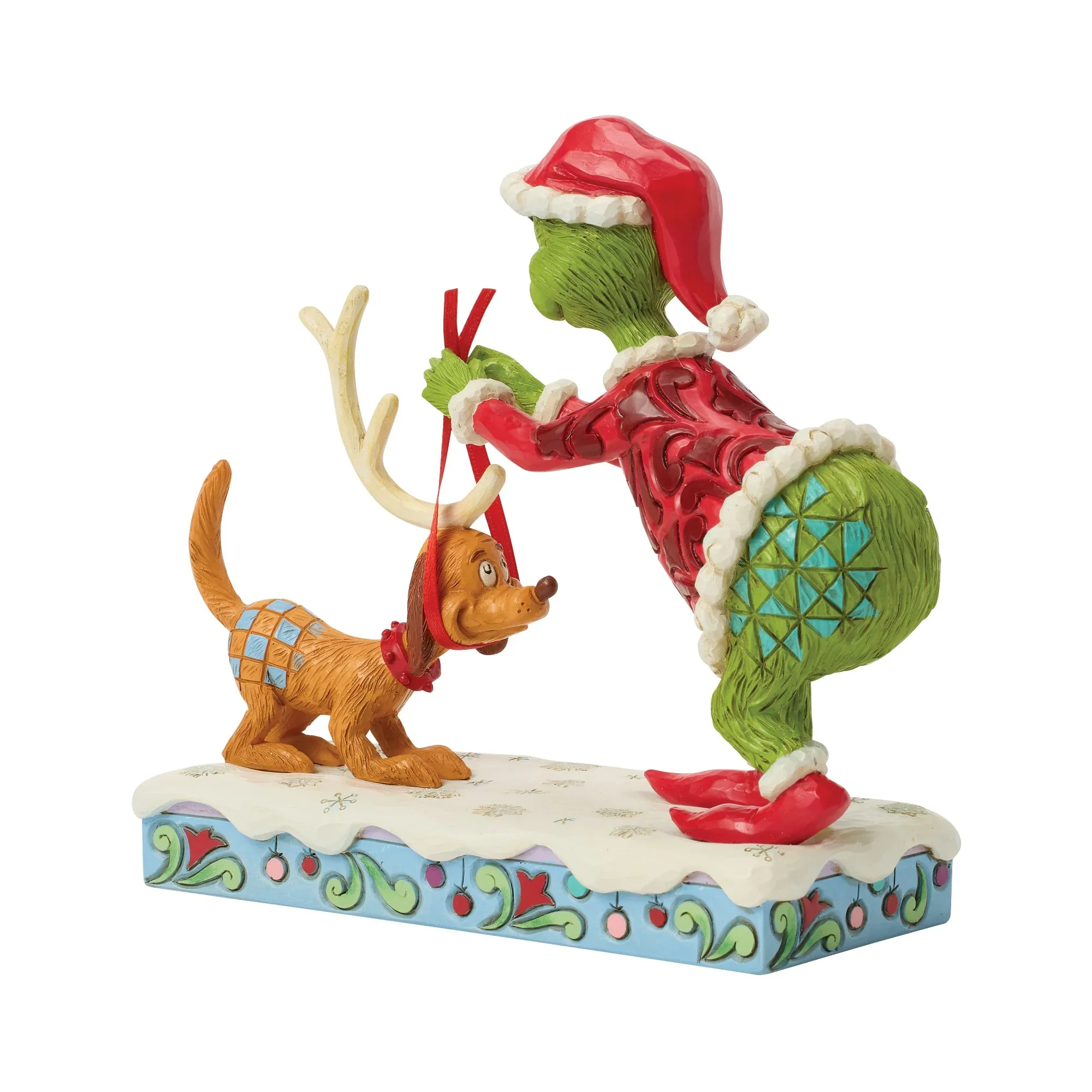 Jim Shore Grinch Tying Antlers Max Figurine, 6" - Image 3