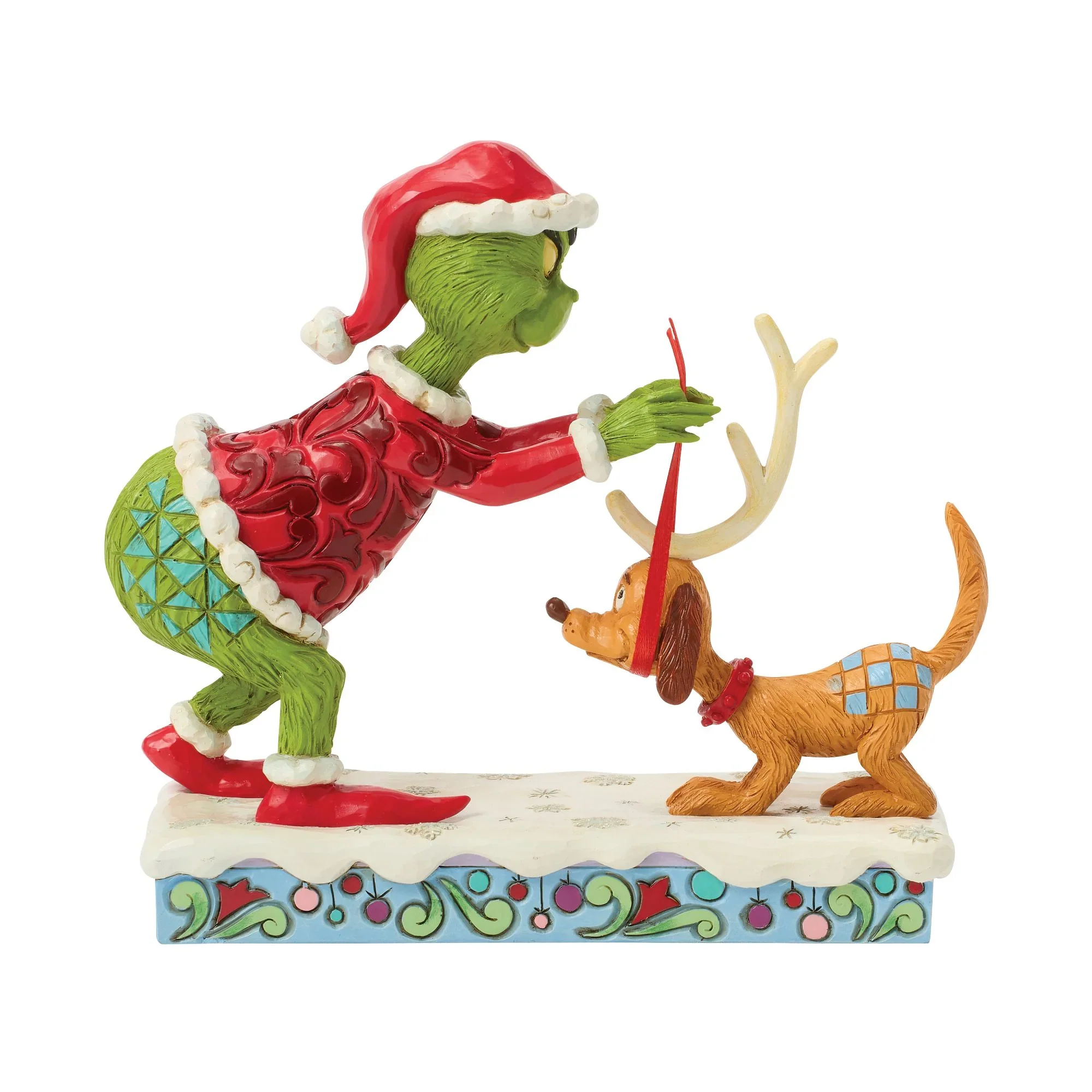 Jim Shore Grinch Tying Antlers Max Figurine, 6" - Image 4
