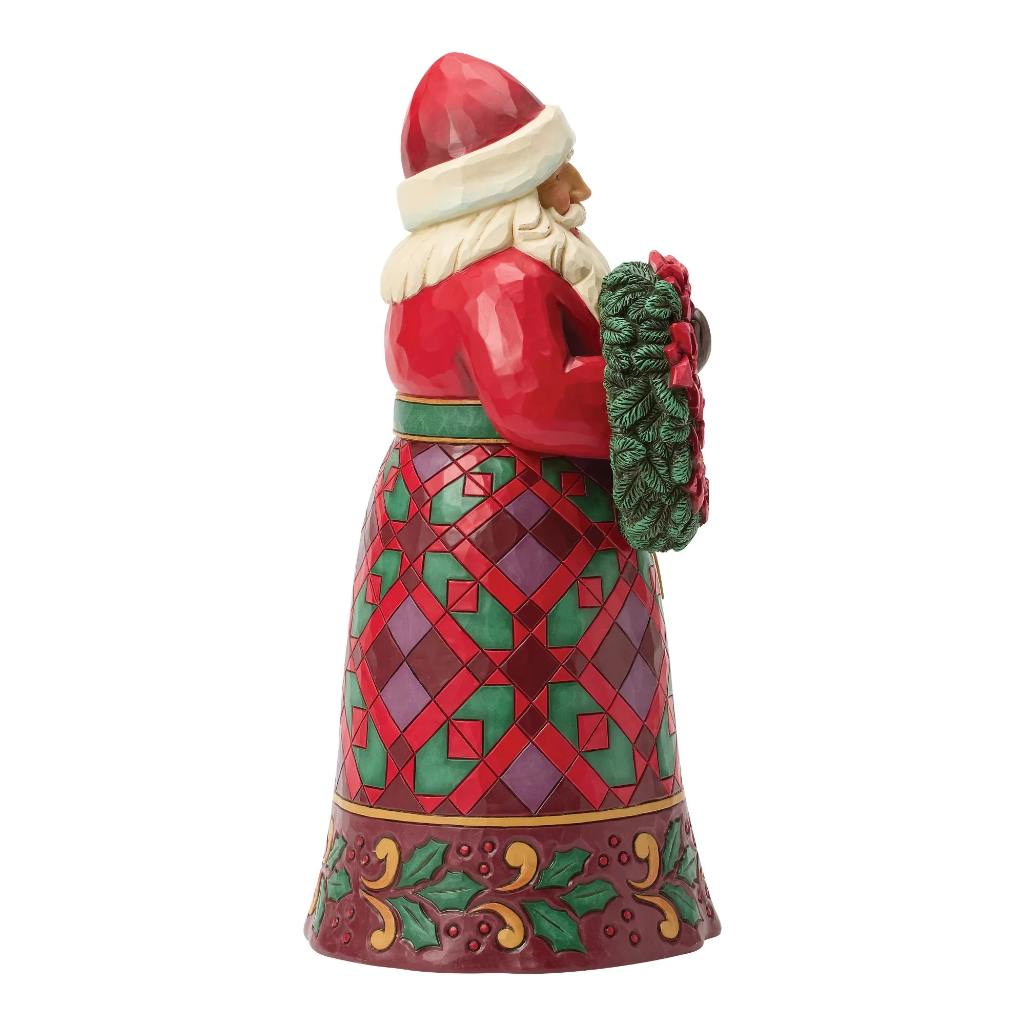 Jim Shore Santa w/ Wreath and Poinsettia Figurine, 12" - Image 2