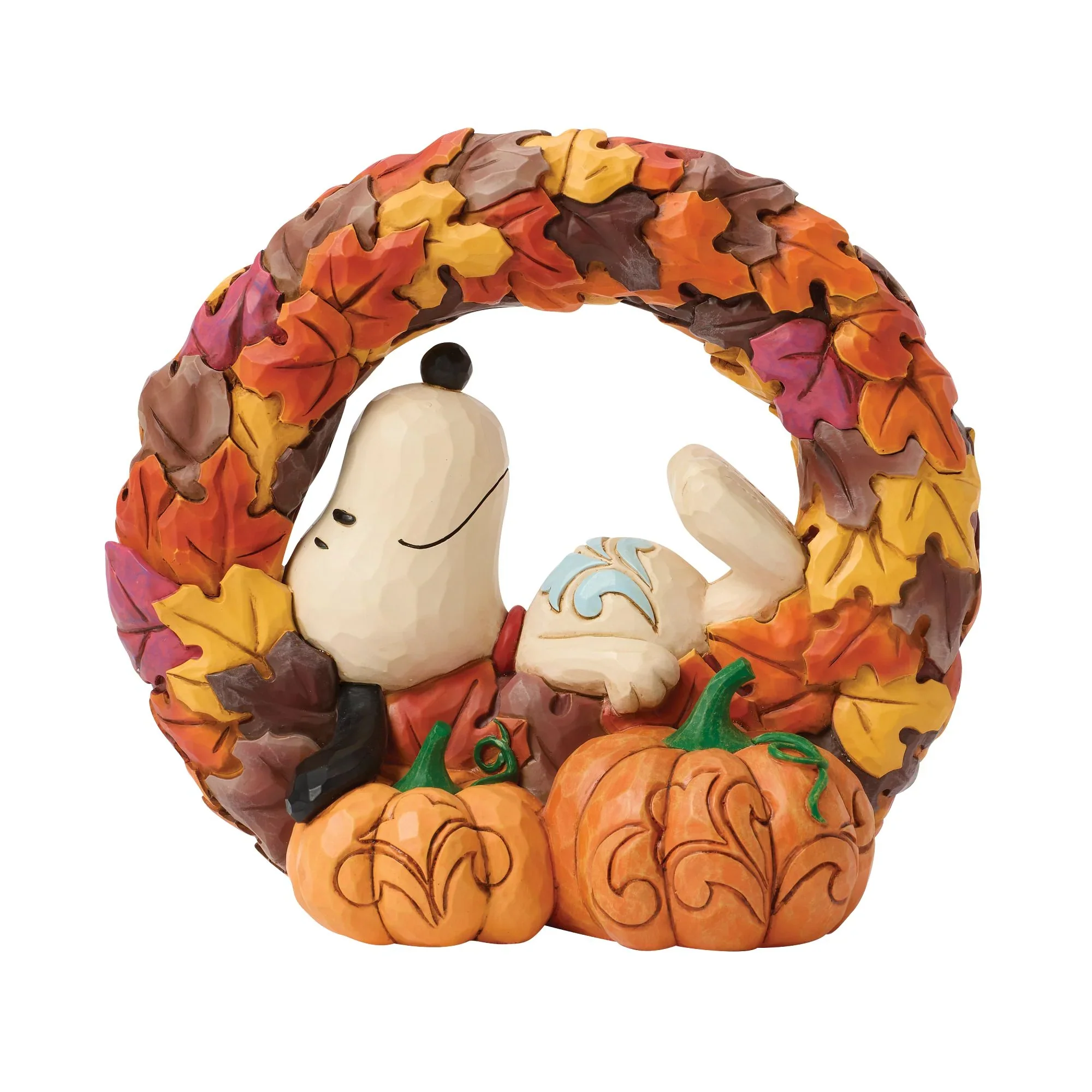 Jim Shore Snoopy on Fall Wreath Figurine, 6"