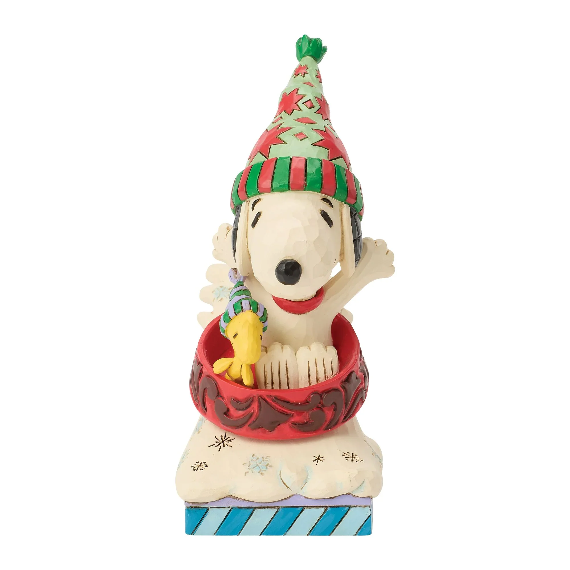 Jim Shore Snoopy Woodstock Dog Bowl Sled Figurine, 4.5"