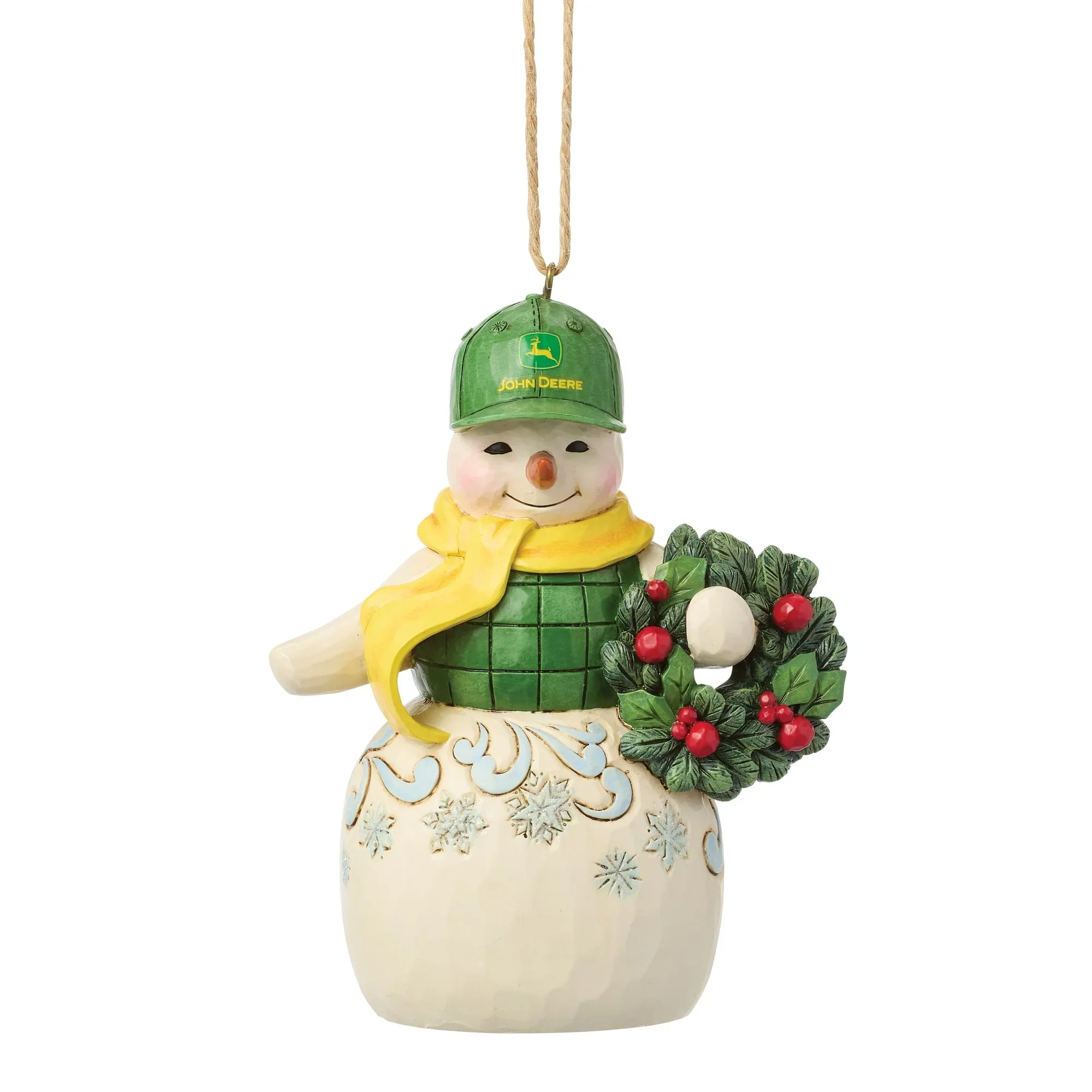 Jim Shore Snowman John Deere Hat H/O Ornament, 4.21"