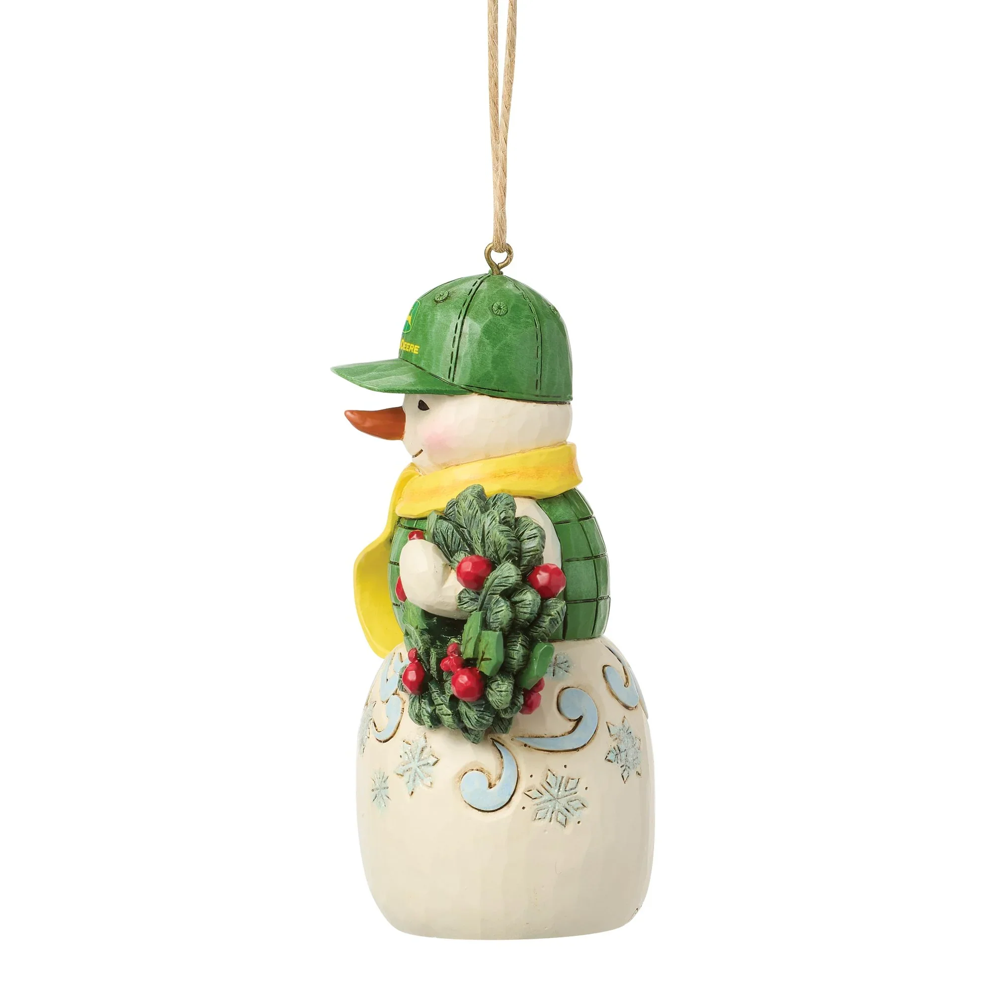Jim Shore Snowman John Deere Hat H/O Ornament, 4.21" - Image 2