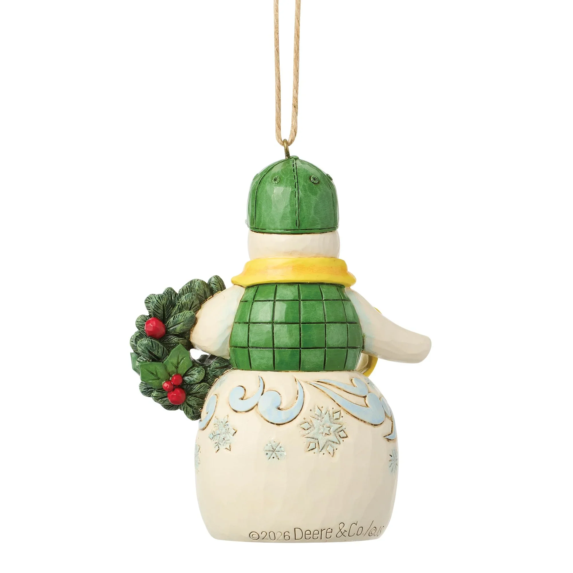 Jim Shore Snowman John Deere Hat H/O Ornament, 4.21" - Image 3
