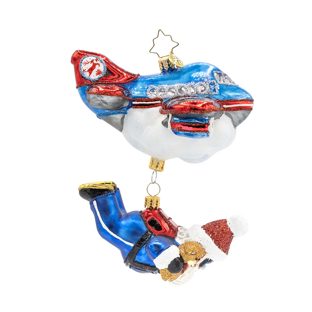 Jolly Jumper Santa Glass Ornament, 5.5" - Image 2