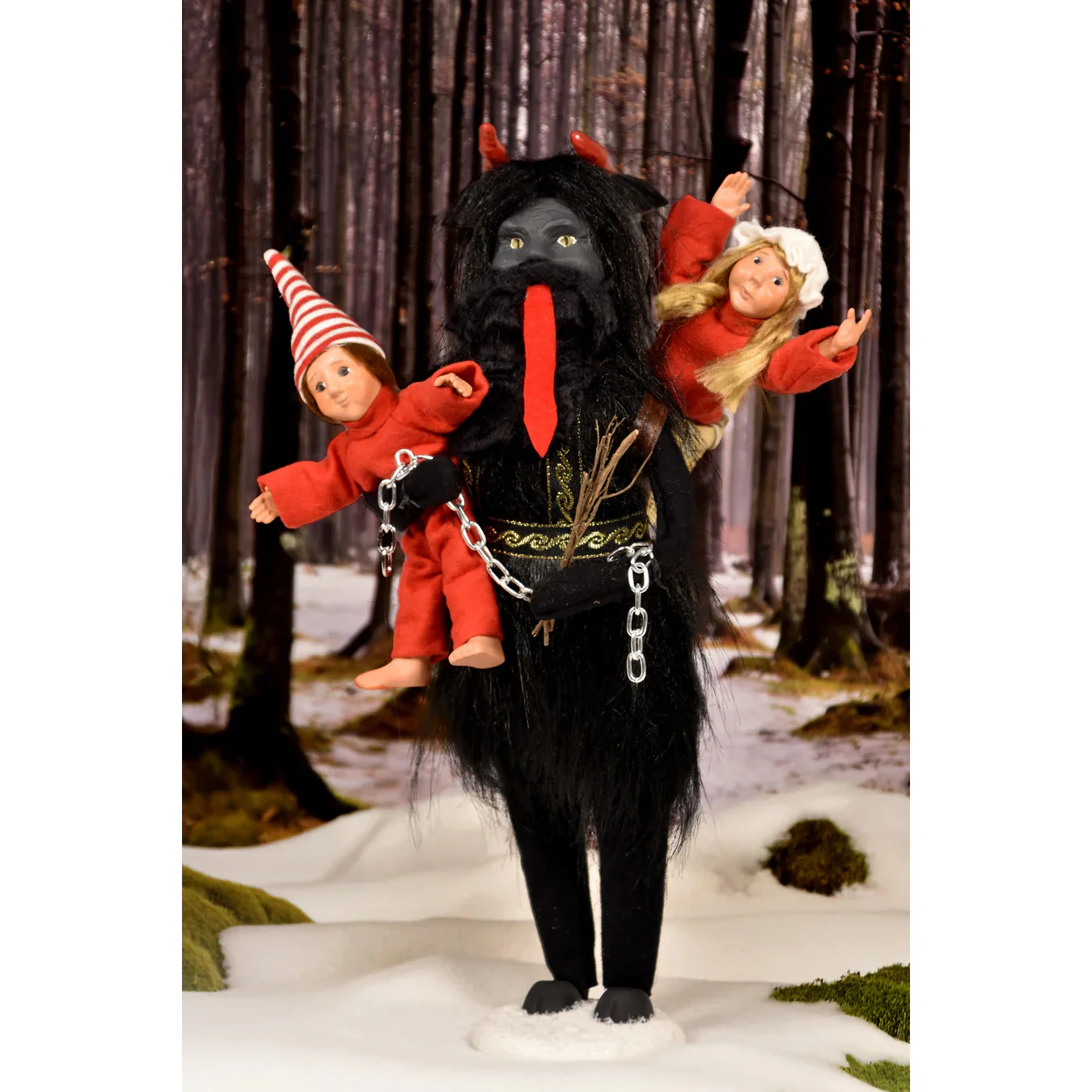 Krampus with Children Caroler Figurine, 13" - Image 7