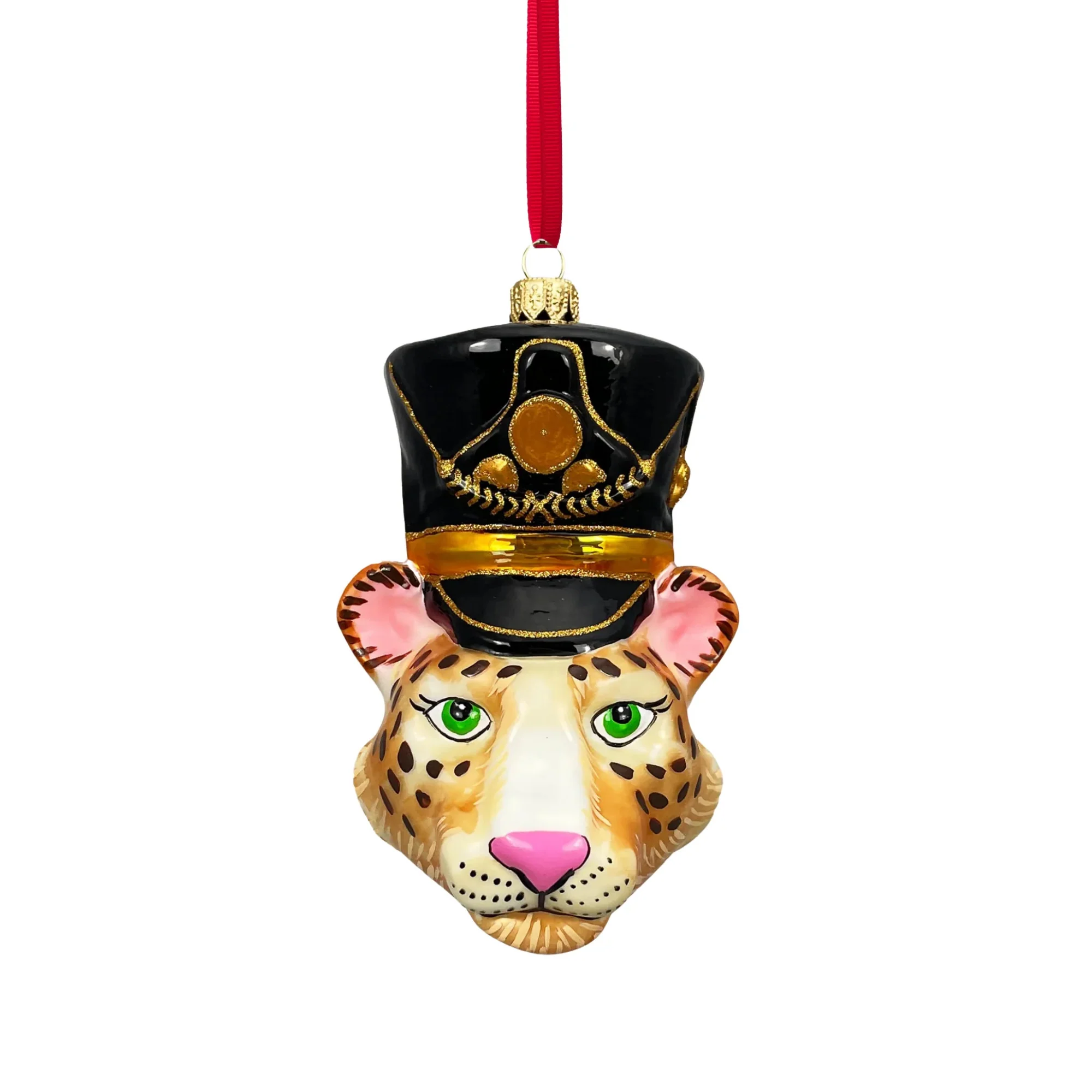 KRG Leopard Head Polish Glass Ornament, 5" - Image 2