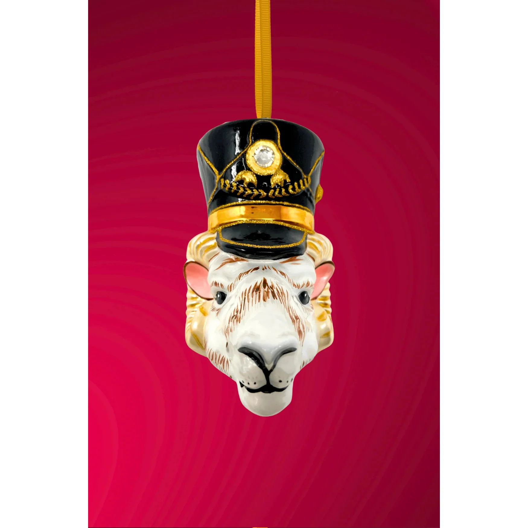 KRG Ram Head Polish Glass Ornament, 5"
