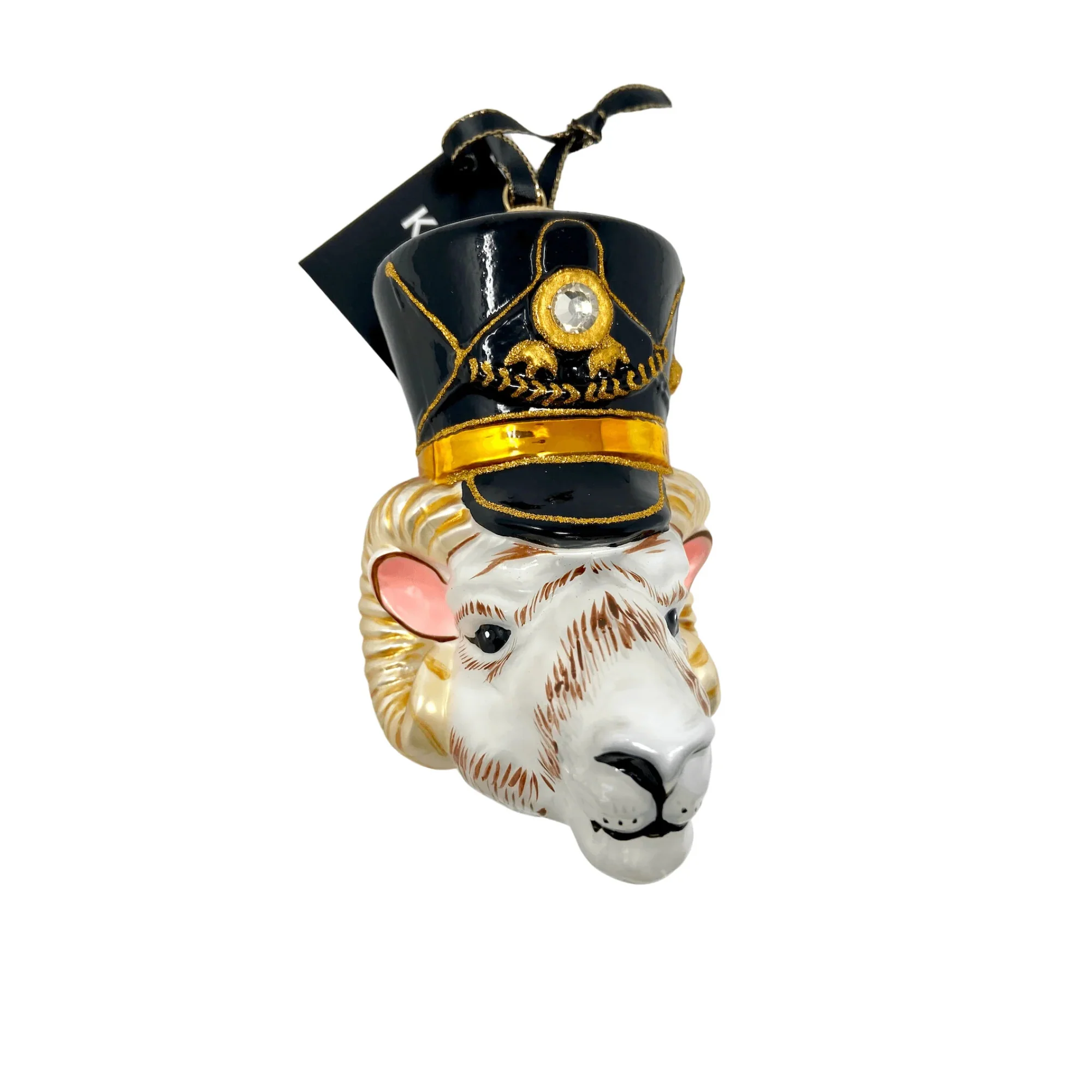 KRG Ram Head Polish Glass Ornament, 5" - Image 2