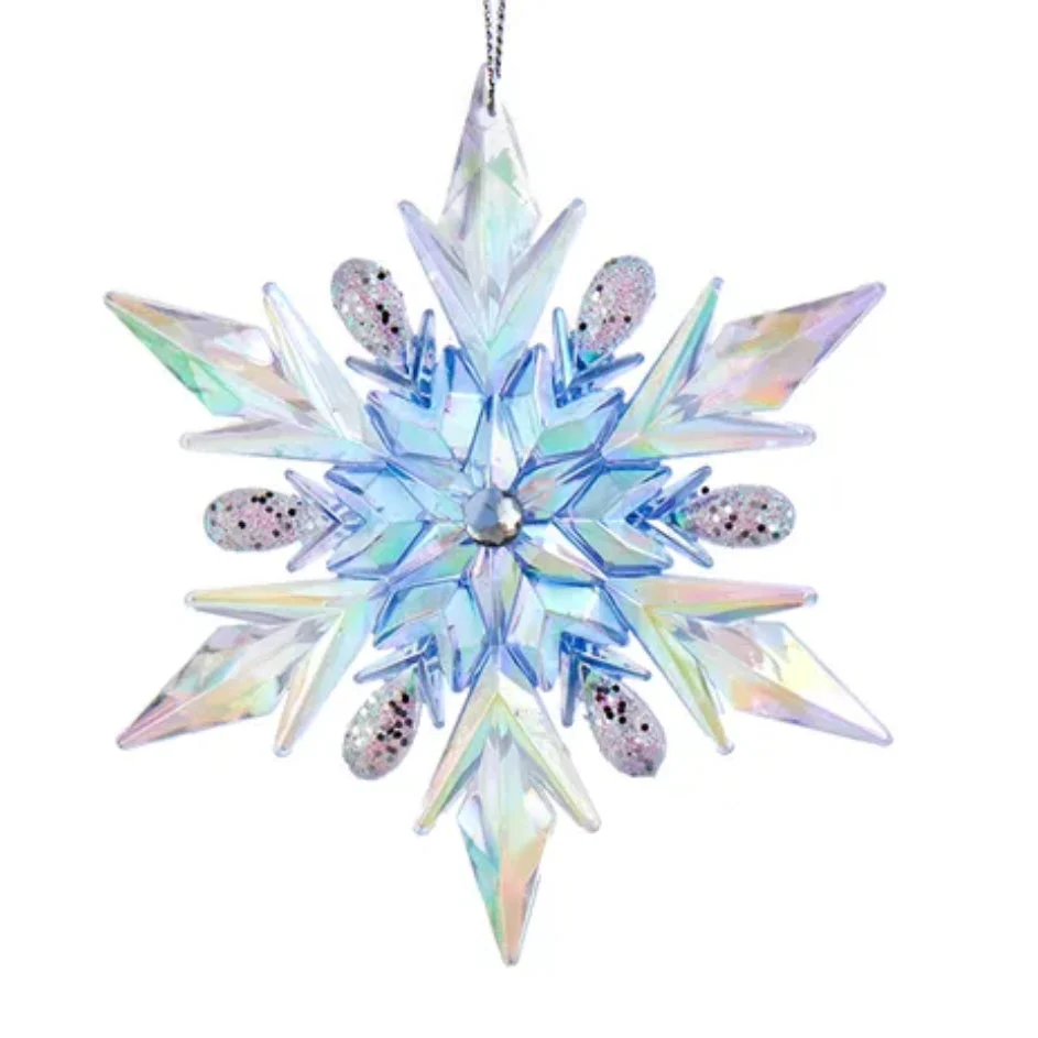 Lavender, Blue and Clear Iridescent Snowflake Ornaments (2 Styles – Sold individually) - Image 2