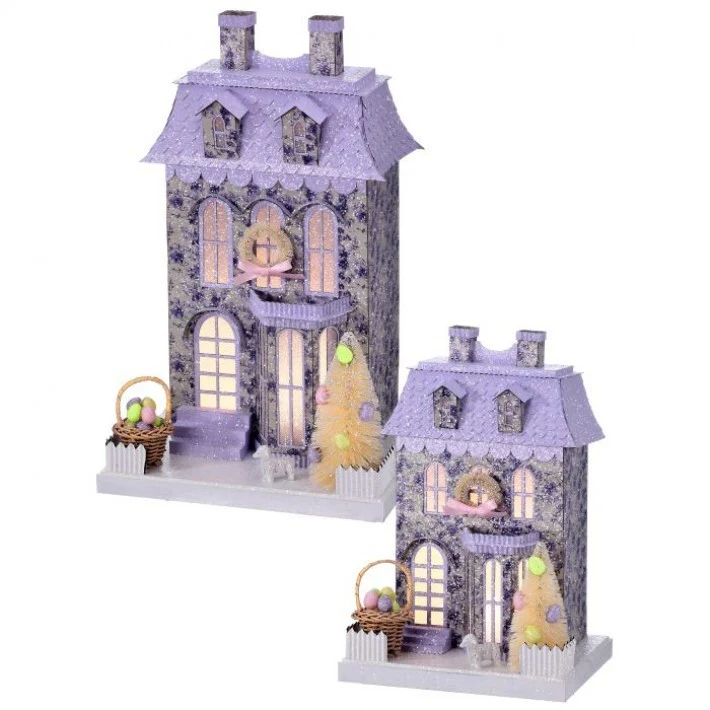 LED Cardboard Town House Figure, 14" (Lavender Purple)