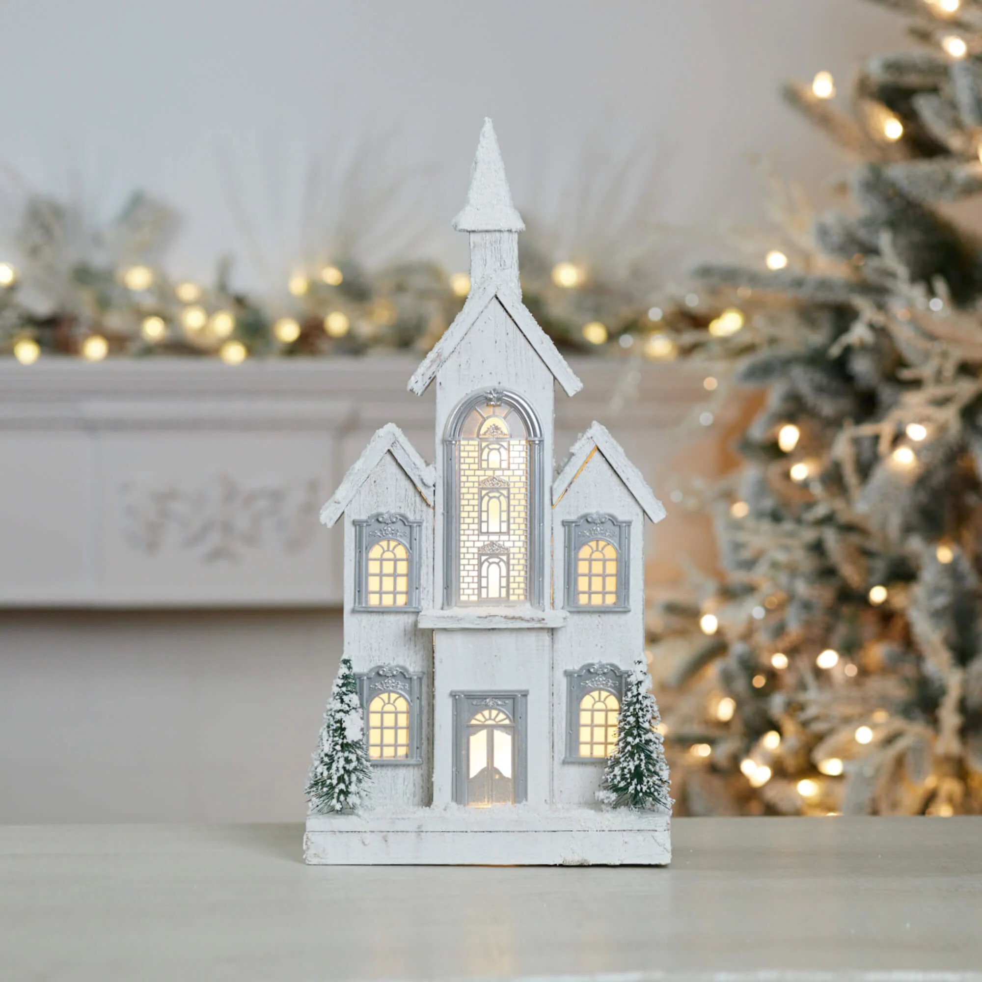 Wood LED Church, 10.75"L x 22"H - Image 2