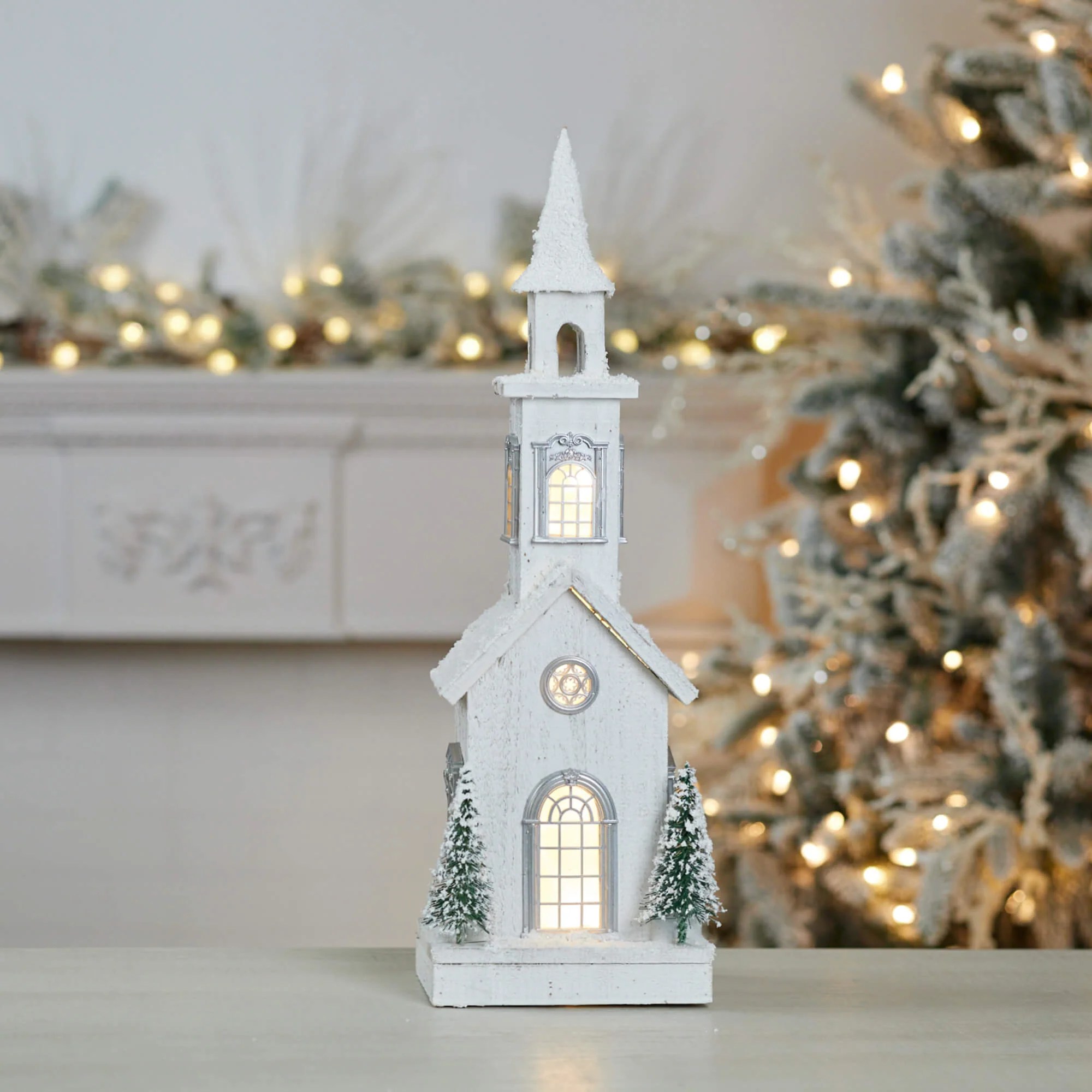 Wood LED Church, 8.5"L x 24"H - Image 2