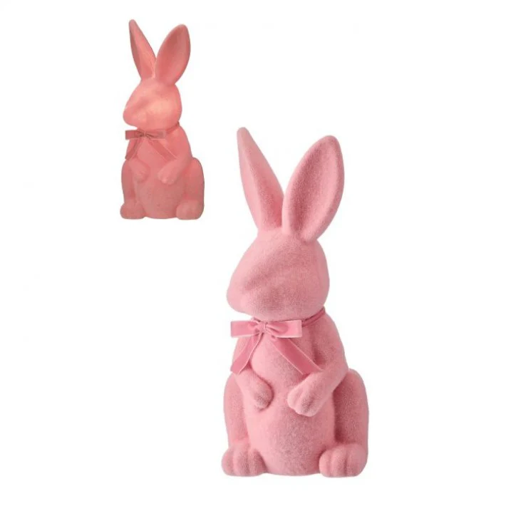 LED Flocked Bunny Figure, 21.5" (Pink)