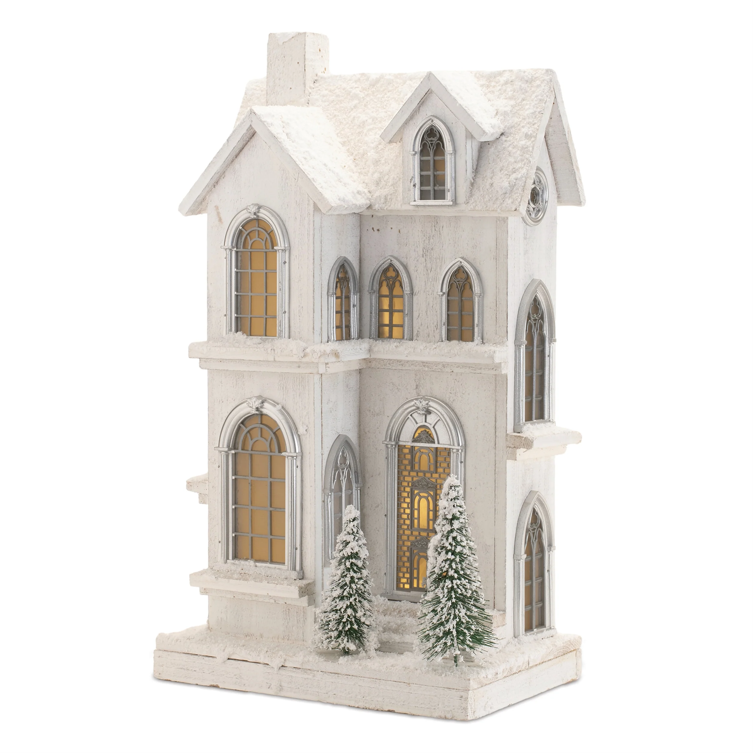 Wood Lighted LED House, 11.5"L x 21.5"H