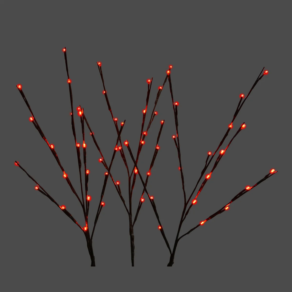 LED Red Twig Light Stems, 60 Lights, 32" (Set of 3)