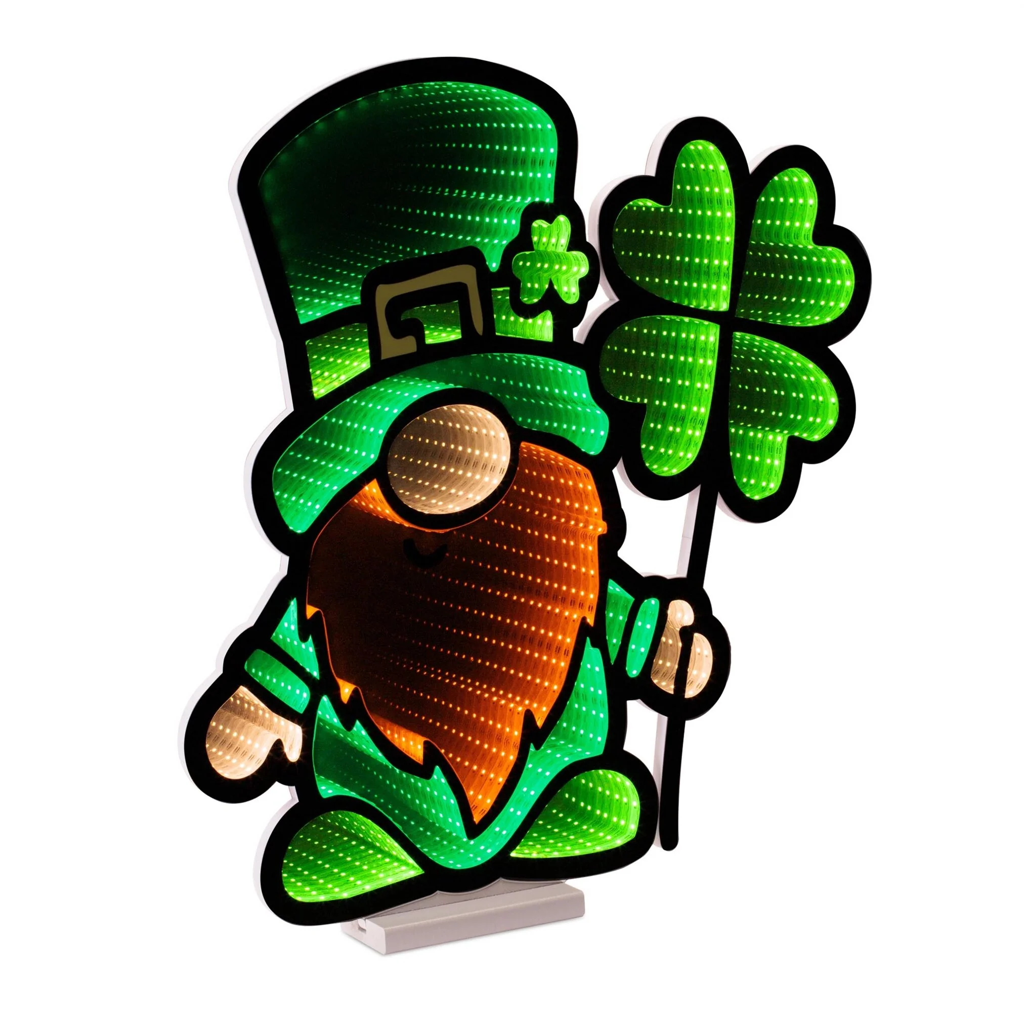 Leprechaun w/4 Leaf Clover Infinity Light, Acrylic, W/ UL Plug, 22.5"