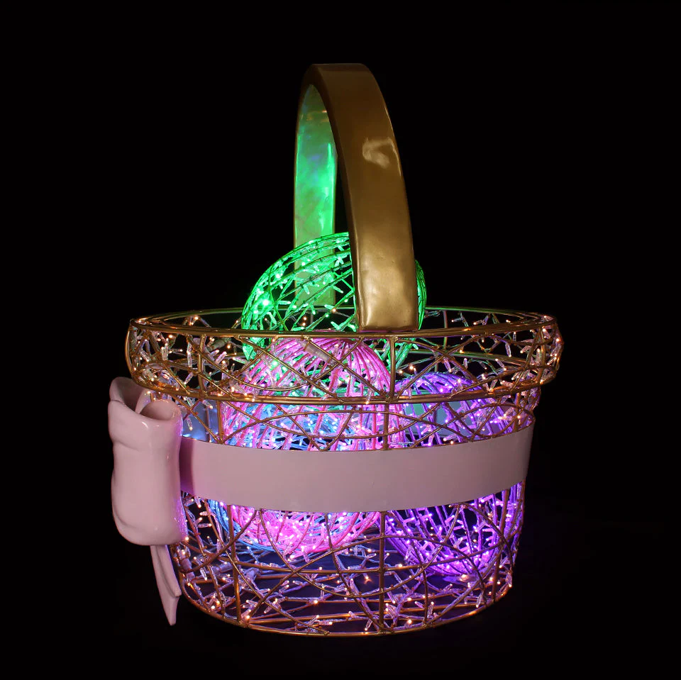 Basket With Easter Light Eggs, LED Lit w/Fiberglass, 59" - Image 3