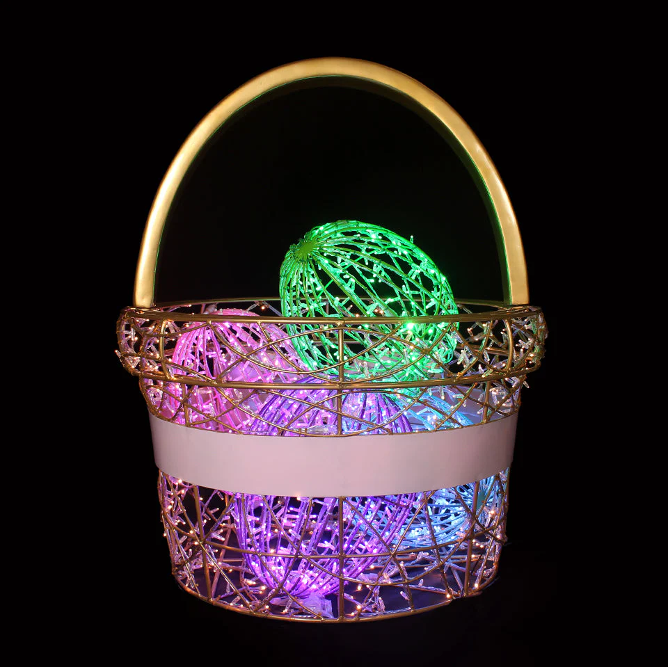 Basket With Easter Light Eggs, LED Lit w/Fiberglass, 59" - Image 4