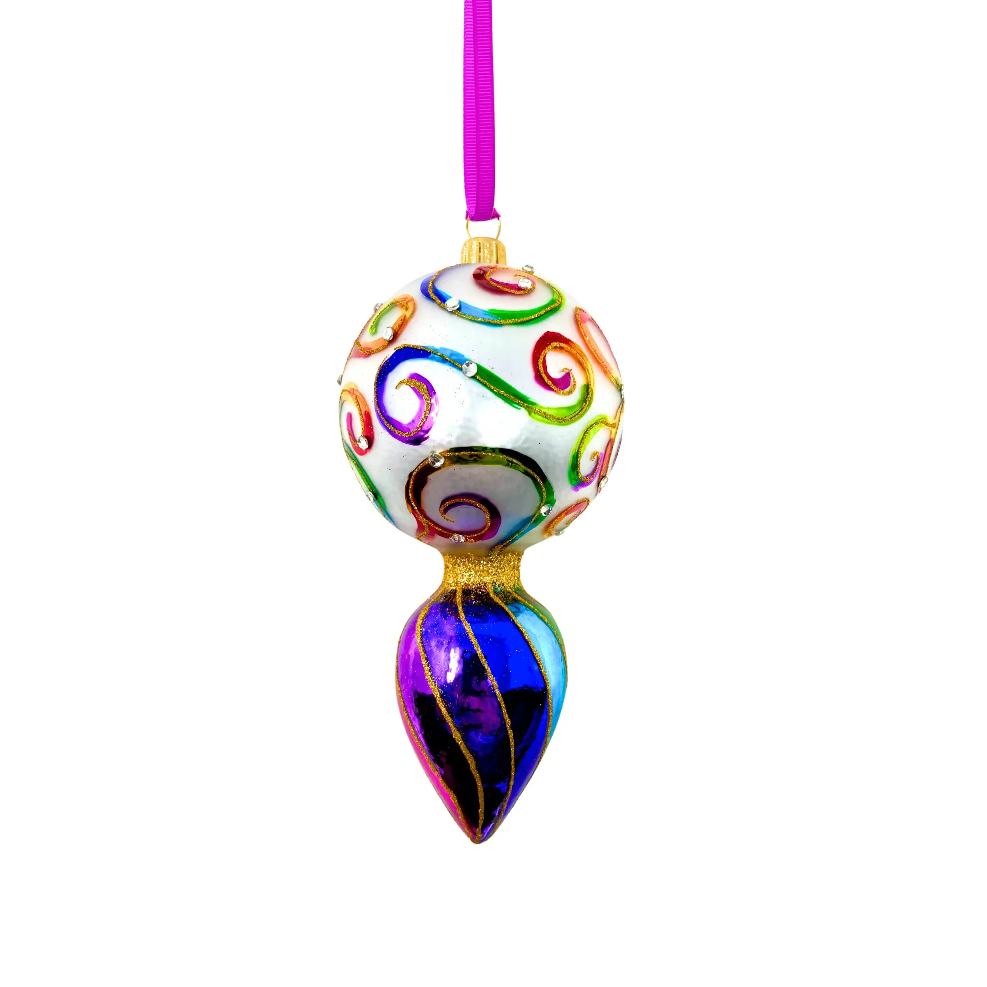 Light Dance Demure Polish Glass Ornament, 6" - Image 3