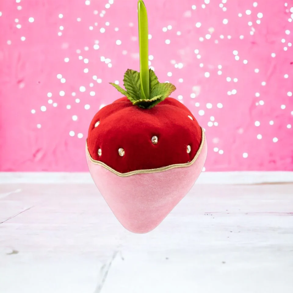 Light Pink Choc Strawberry Ornament, 6" - Image 2