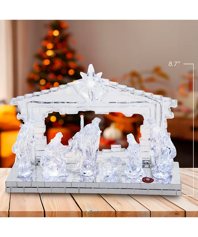Battery-Operated Light-Up LED Musical Nativity Scene - Image 2
