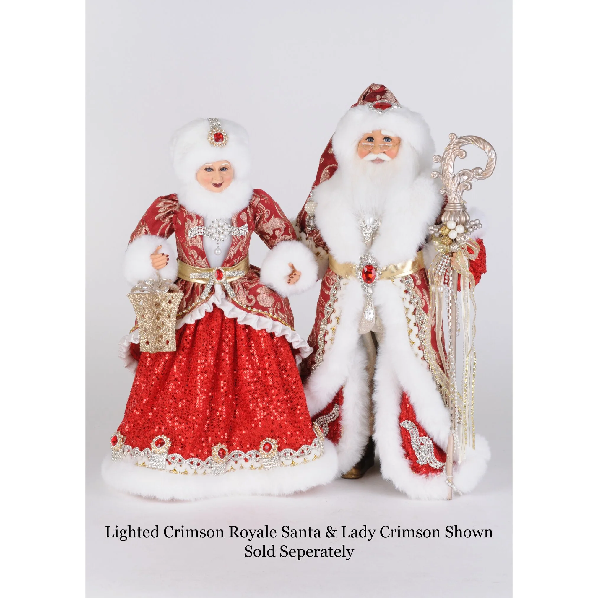 Lighted Crimson Royale Santa Figurine, 21" - Image 3