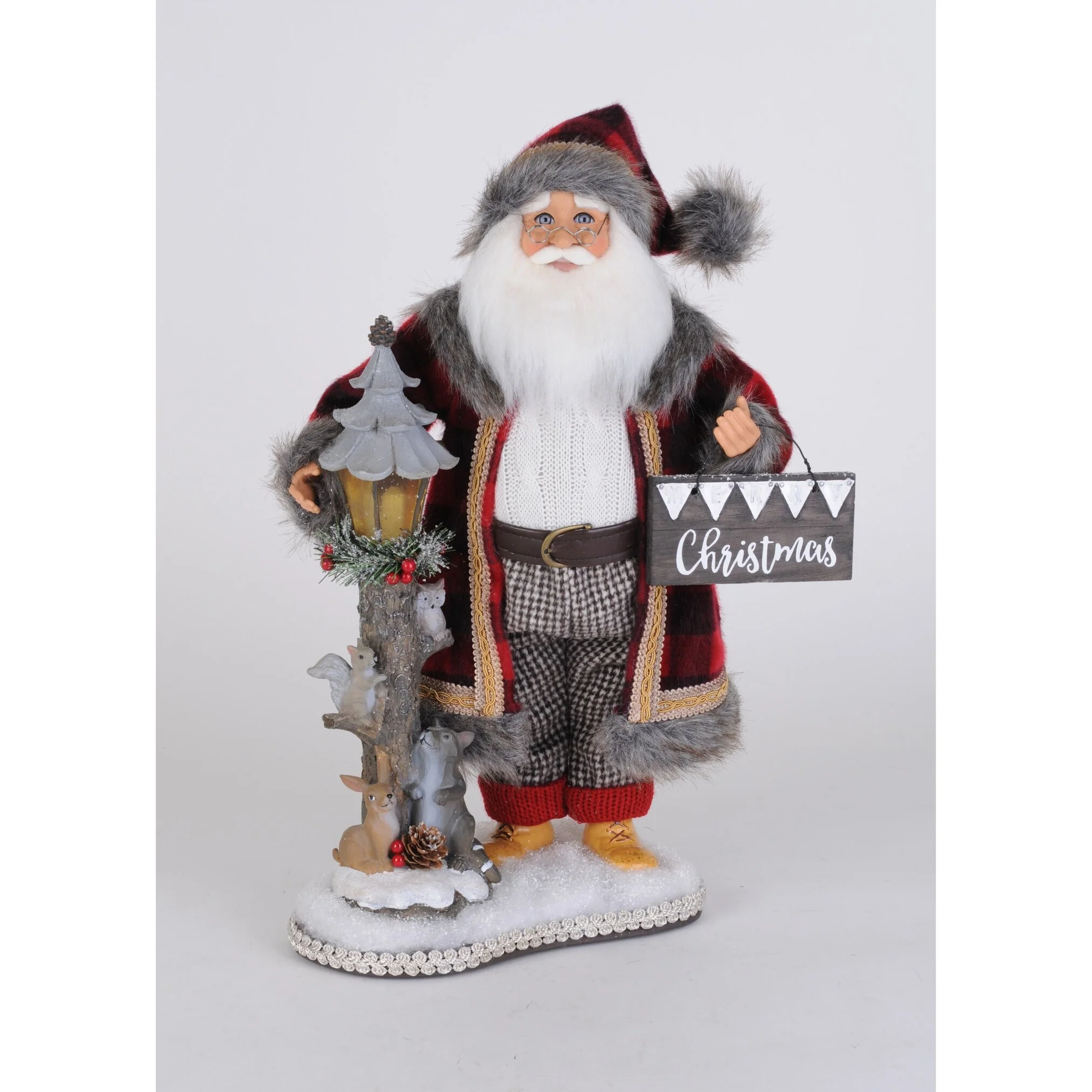 Lighted Forest Friends Santa Figurine, 19"