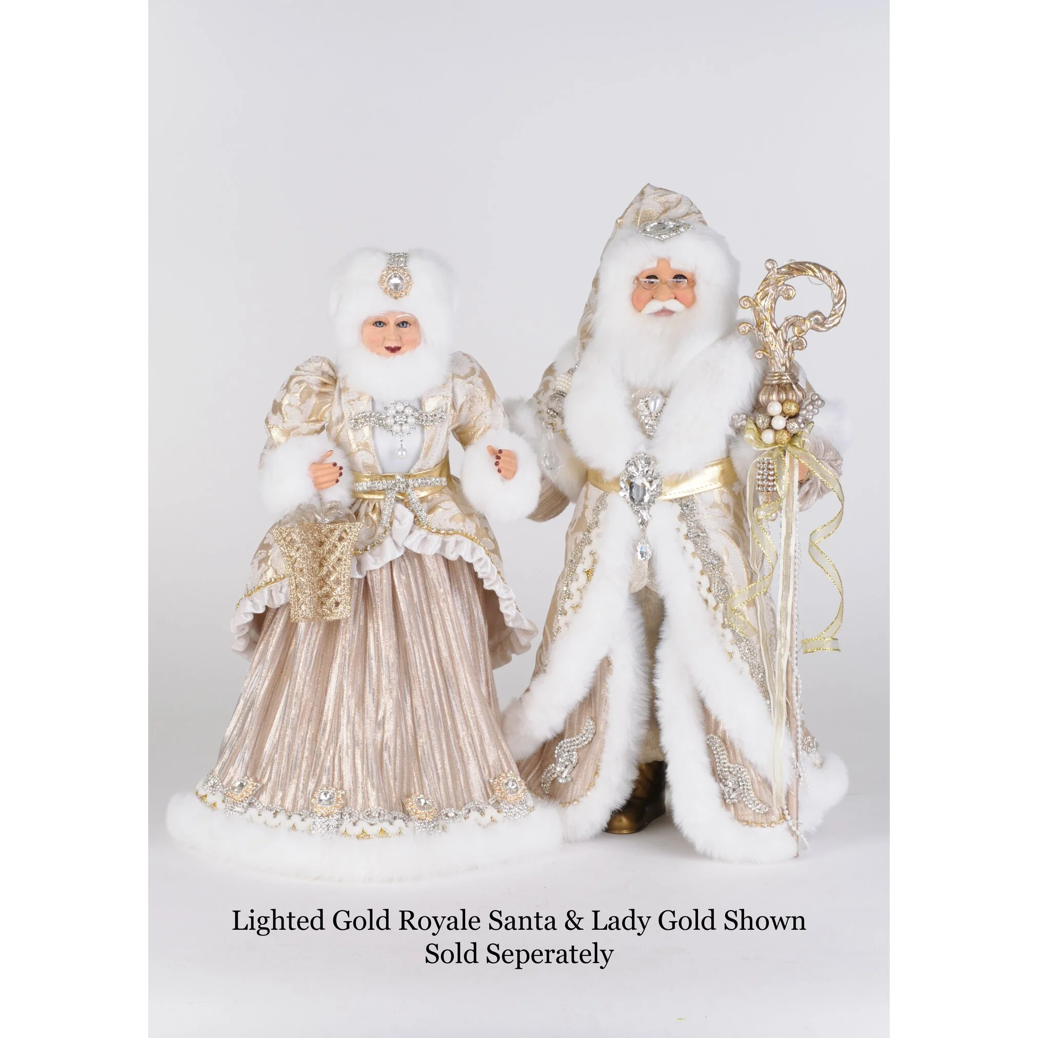 Lighted Gold Royale Santa Figurine, 21" - Image 3