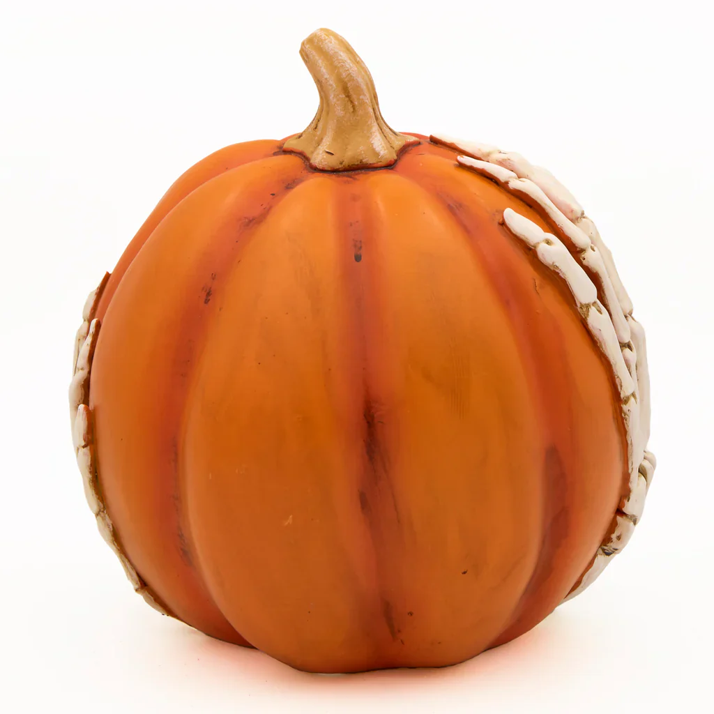 Lighted Orange Pumpkin with Graveyard Scene, 7.5" - Image 3
