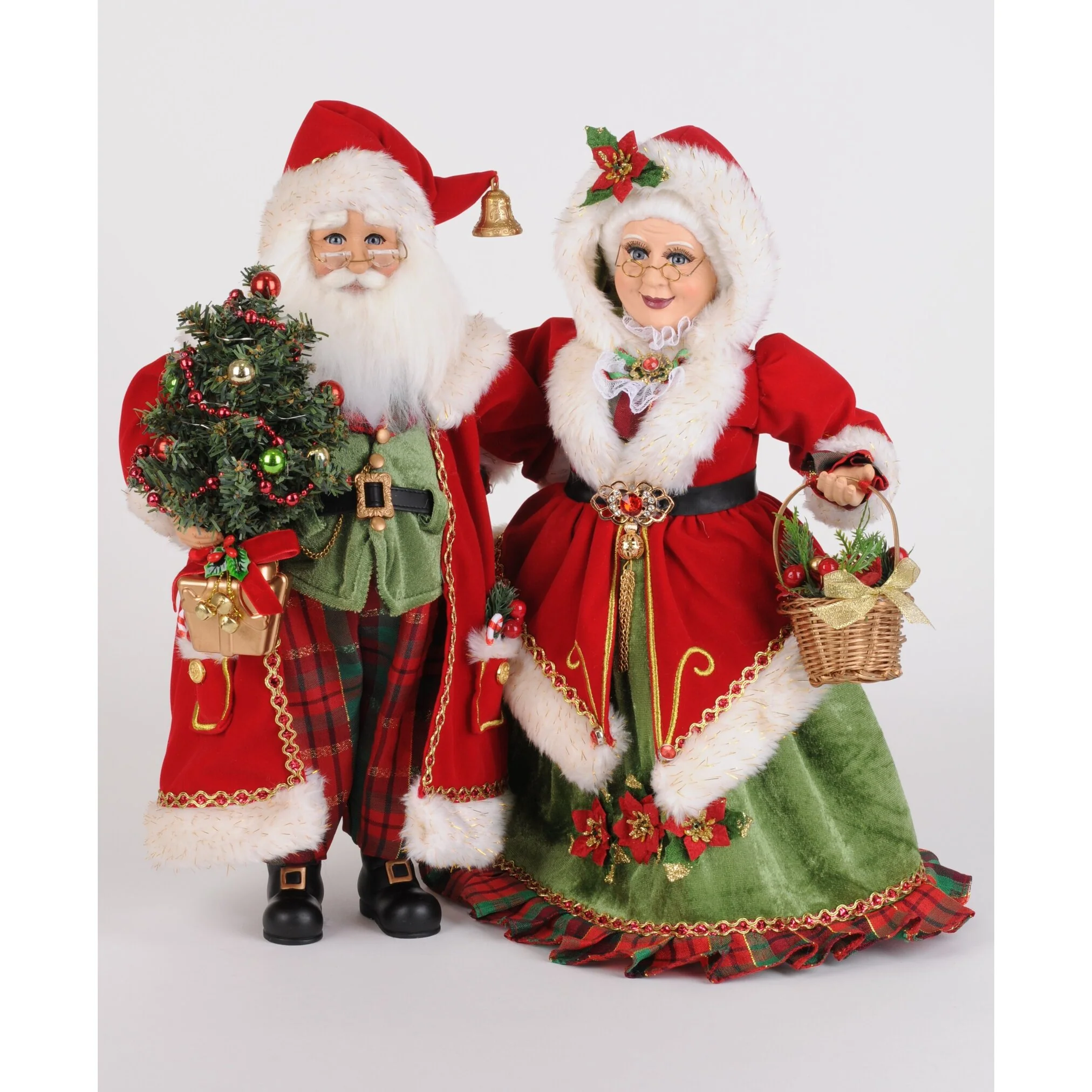 Lighted Strolling Mr. & Mrs. Claus Figurines, 17" (Set of 2)