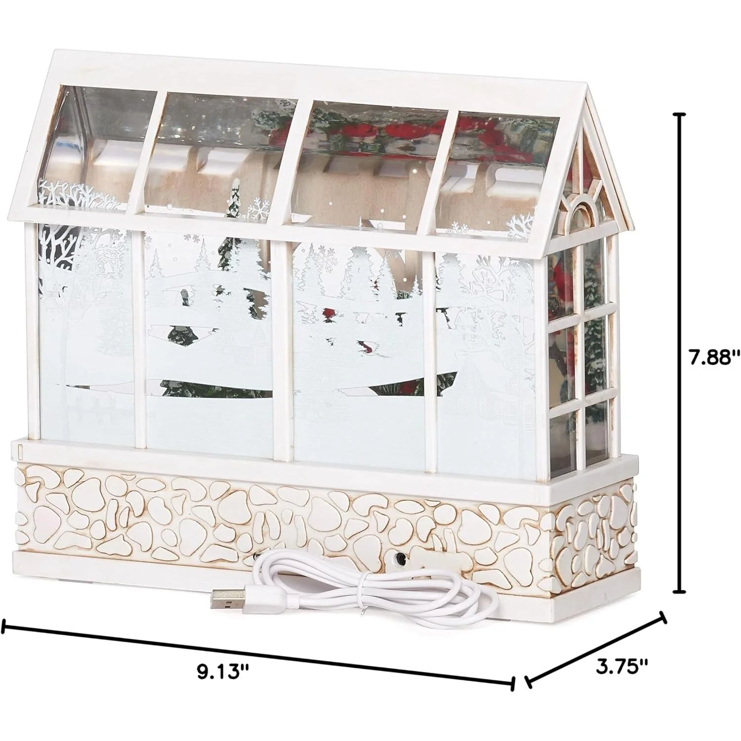 Lighted Swirl Cardinal Greenhouse Lantern, 7.75" - Image 4