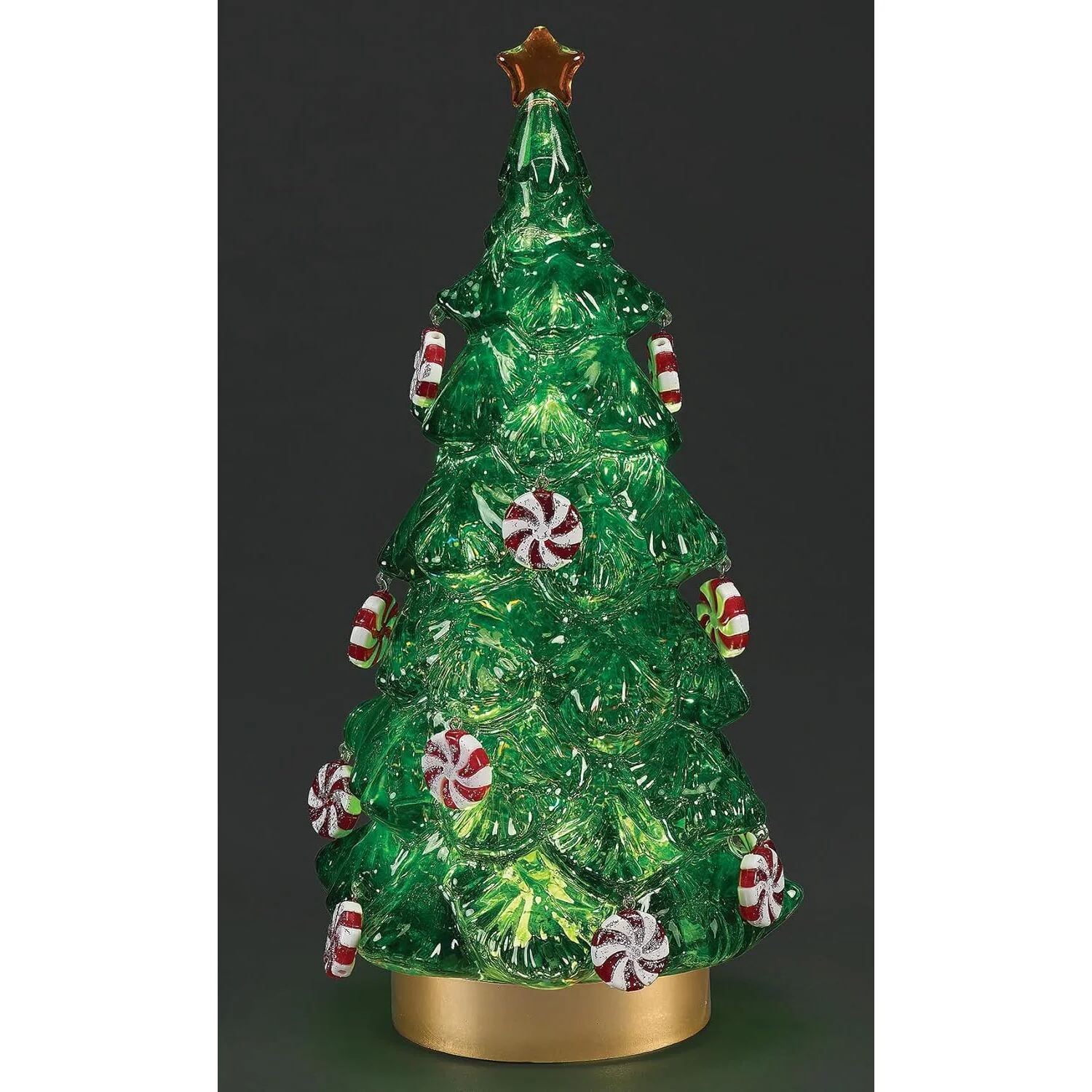 Lighted Swirl Green Tree Lantern w/ Peppermint Ornaments, 12" - Image 2