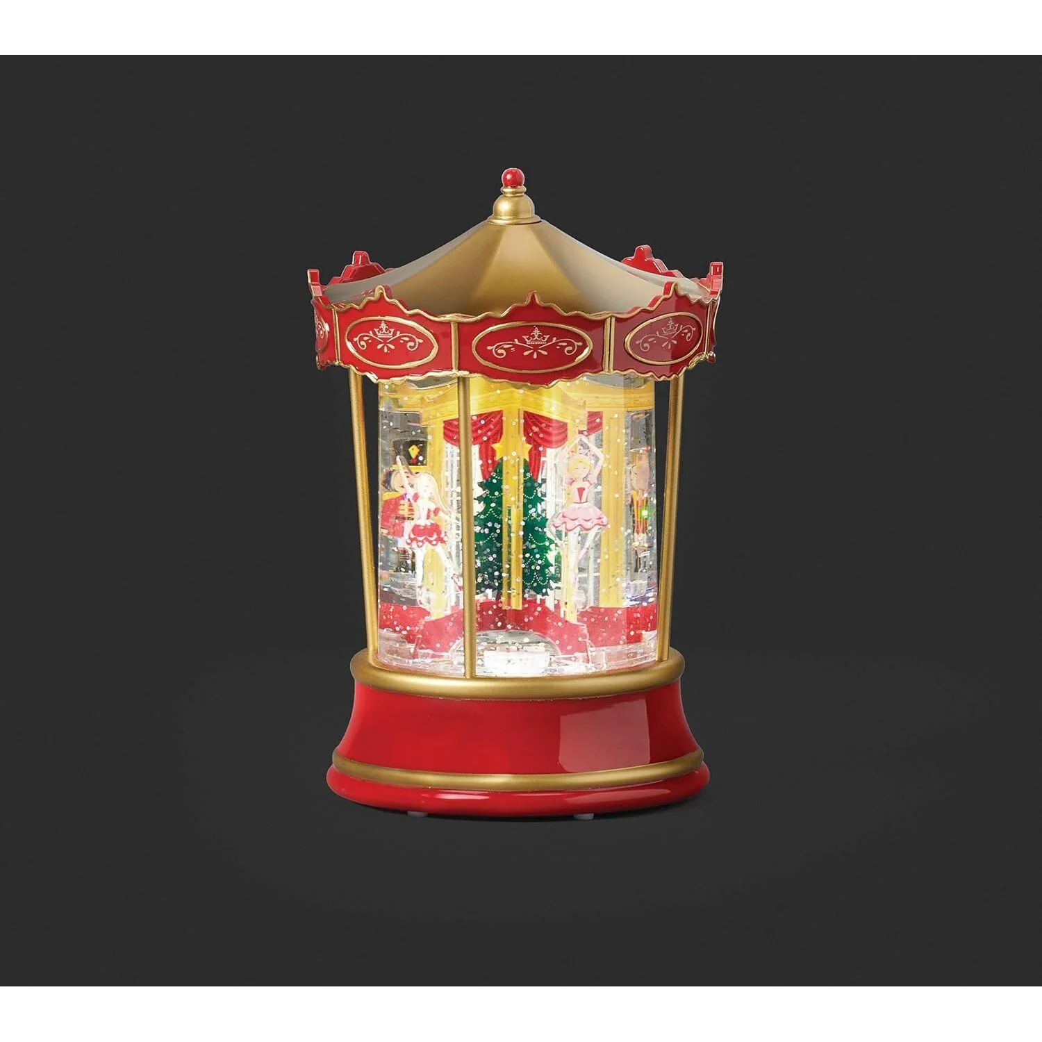 Lighted Swirl Nutcracker Ballet Rotating Carousel Snow Globe, 8" - Image 2